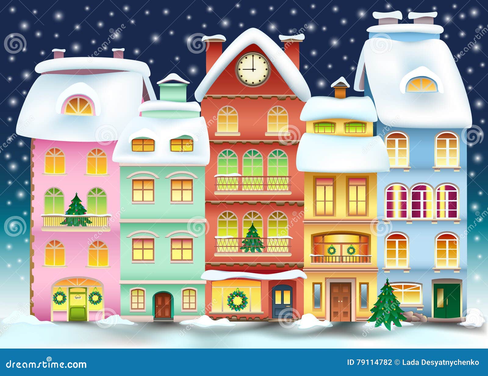 Сказочный зимний дом с окошками