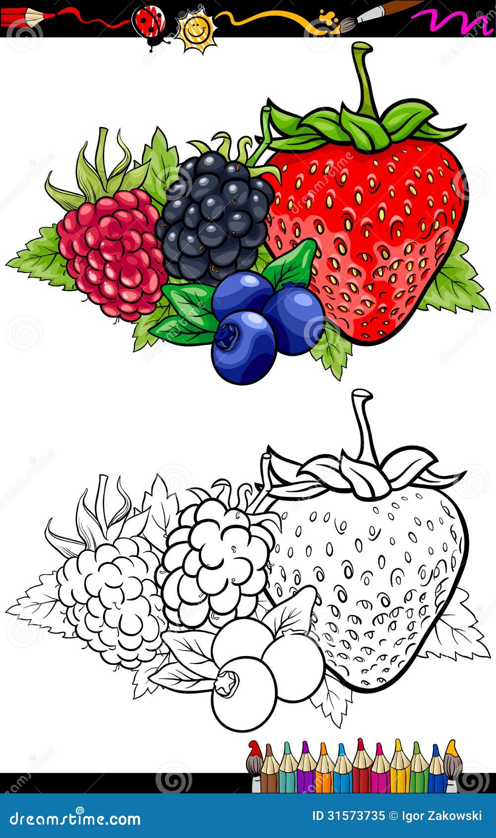 Illustrazione delle bacche per il libro da colorare