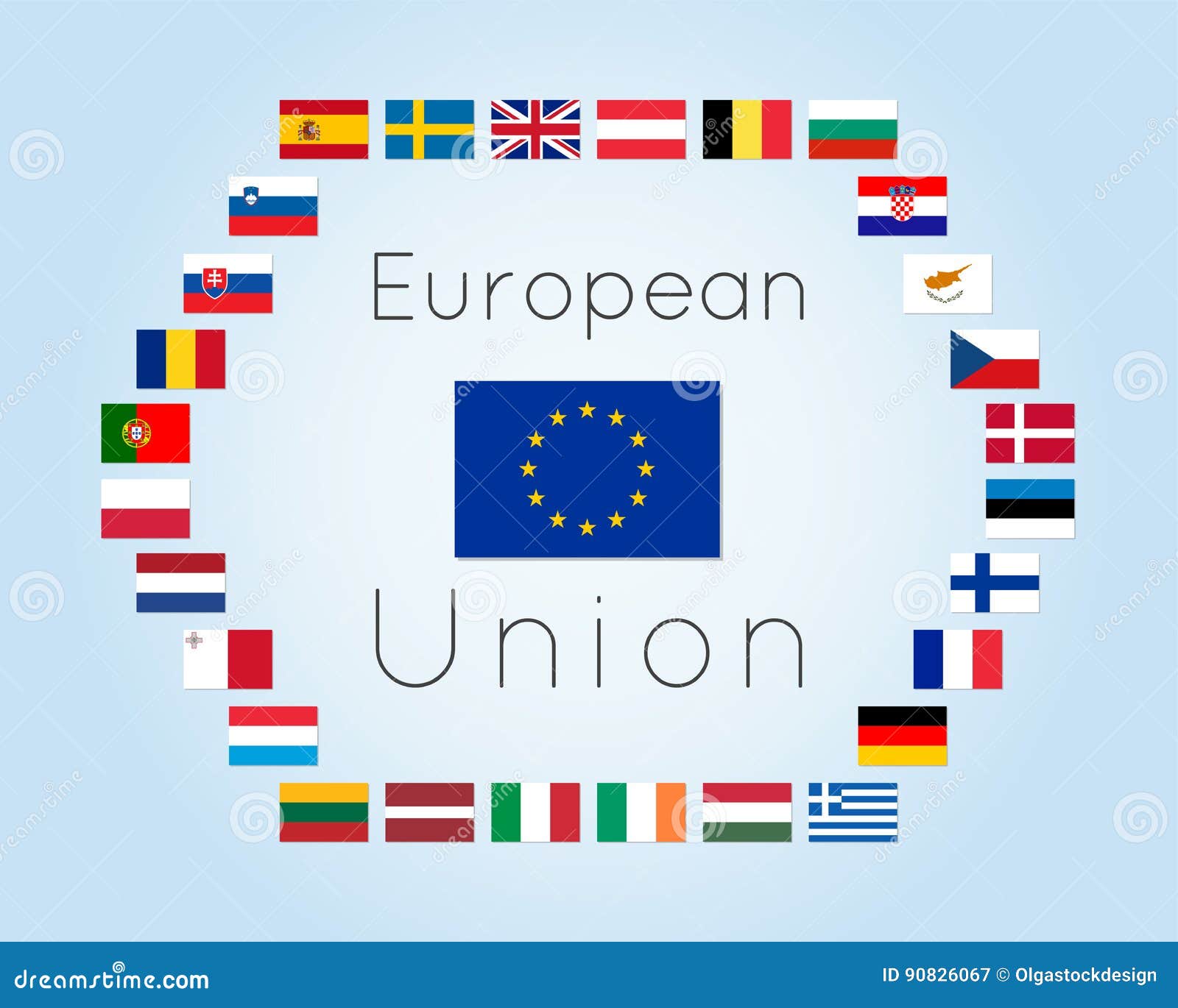 Illustrazione Di Vettore Delle Bandiere Di Stati Dell Unione