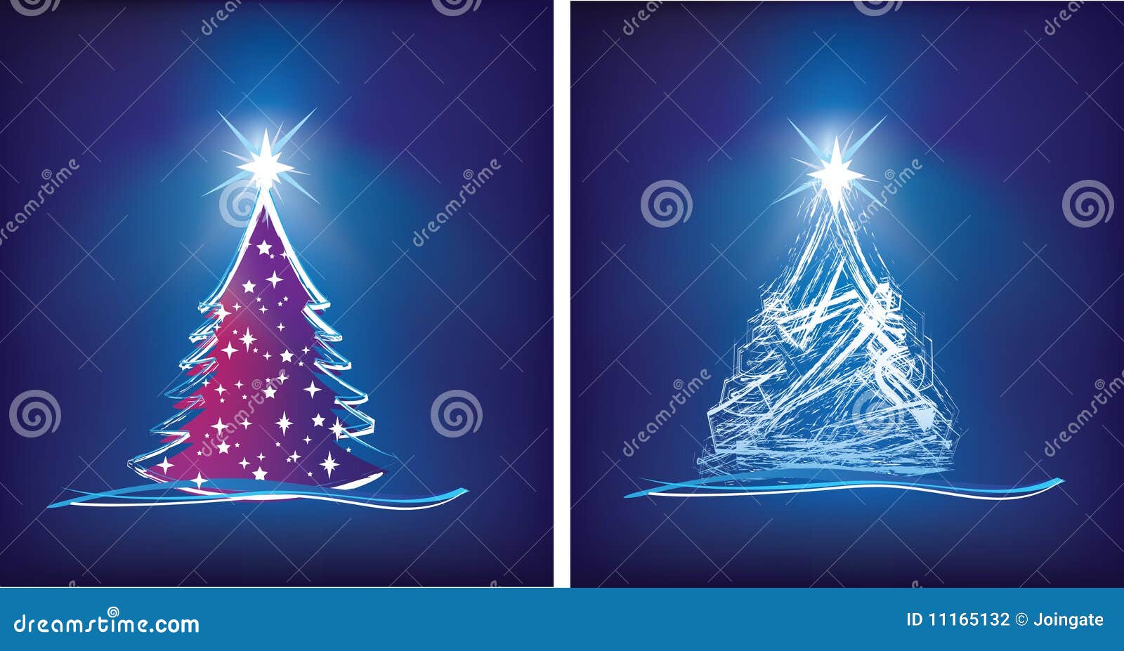 Albero Di Natale Azzurro E Argento Illustrazione Moderna Dell'albero Di Natale in Azzurro Illustrazione