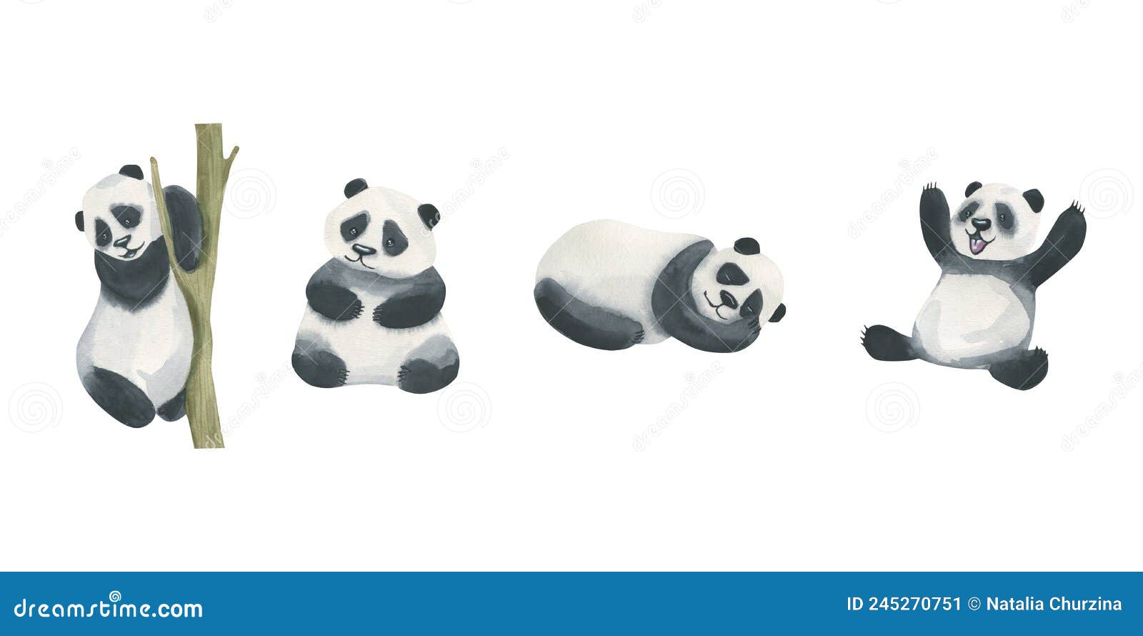 Quadro Decorativo Infantil Ursinho Panda Desenho Aquarela