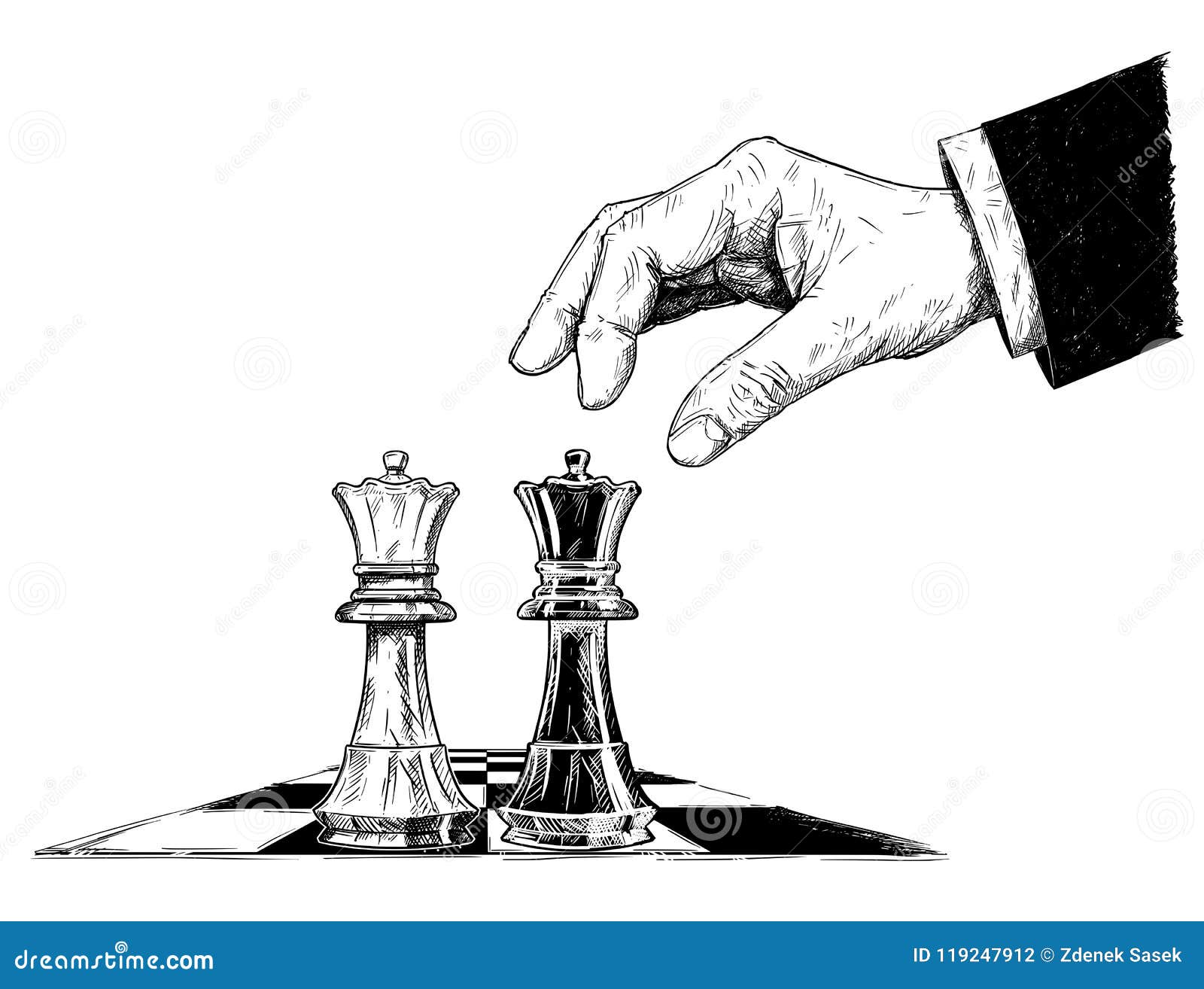 Desenho de arte de linha única do rei do xadrez, ilustração