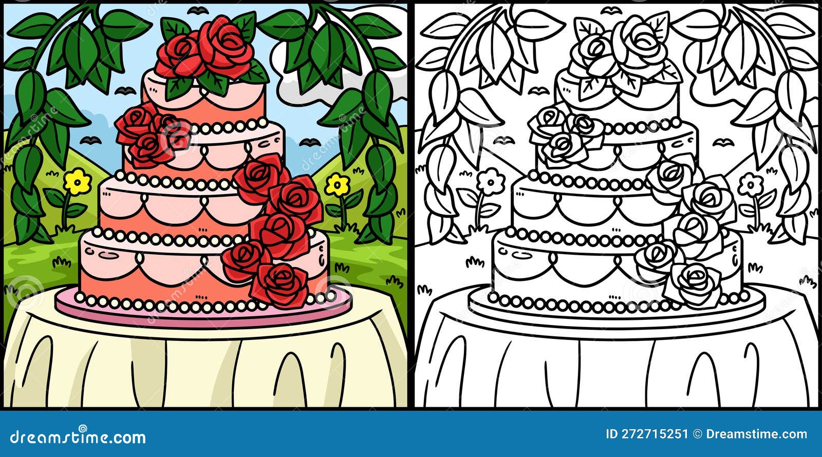 Desenho Colorido De Bolo De Casamento Ilustração do Vetor - Ilustração de  bolo, arte: 272712821