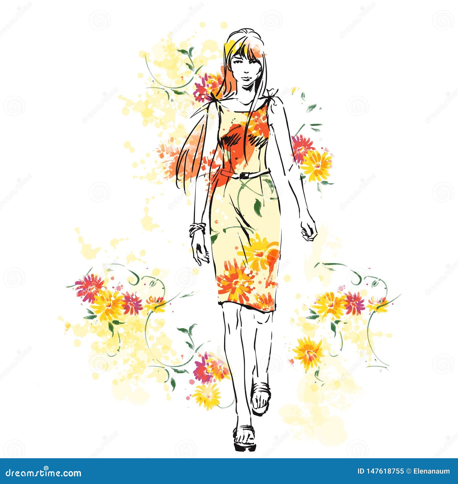 Conjunto de coleção de moda de roupa de mulher em aquarela