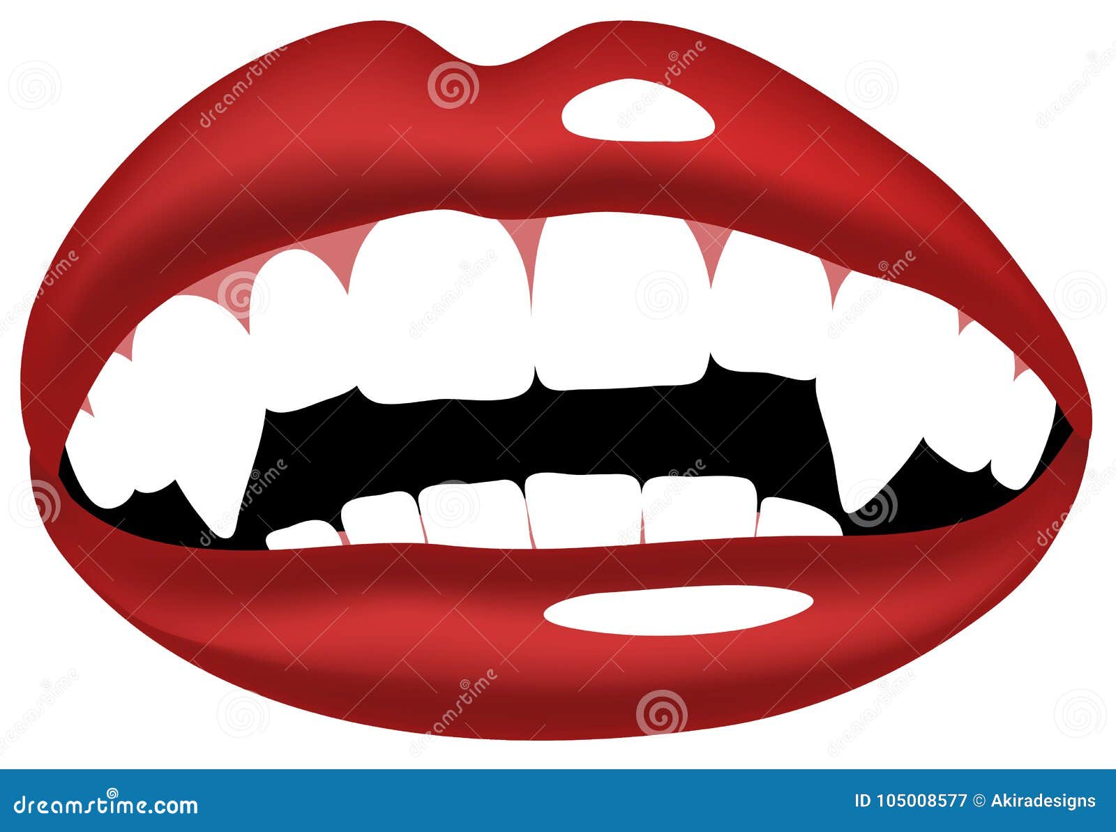 Ilustração do vetor de dentes de vampiro na boca