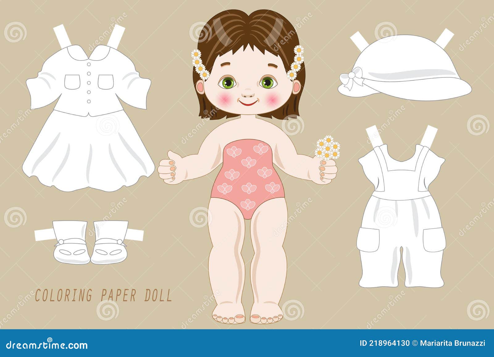 Boneca de papel com roupa ilustração do vetor. Ilustração de