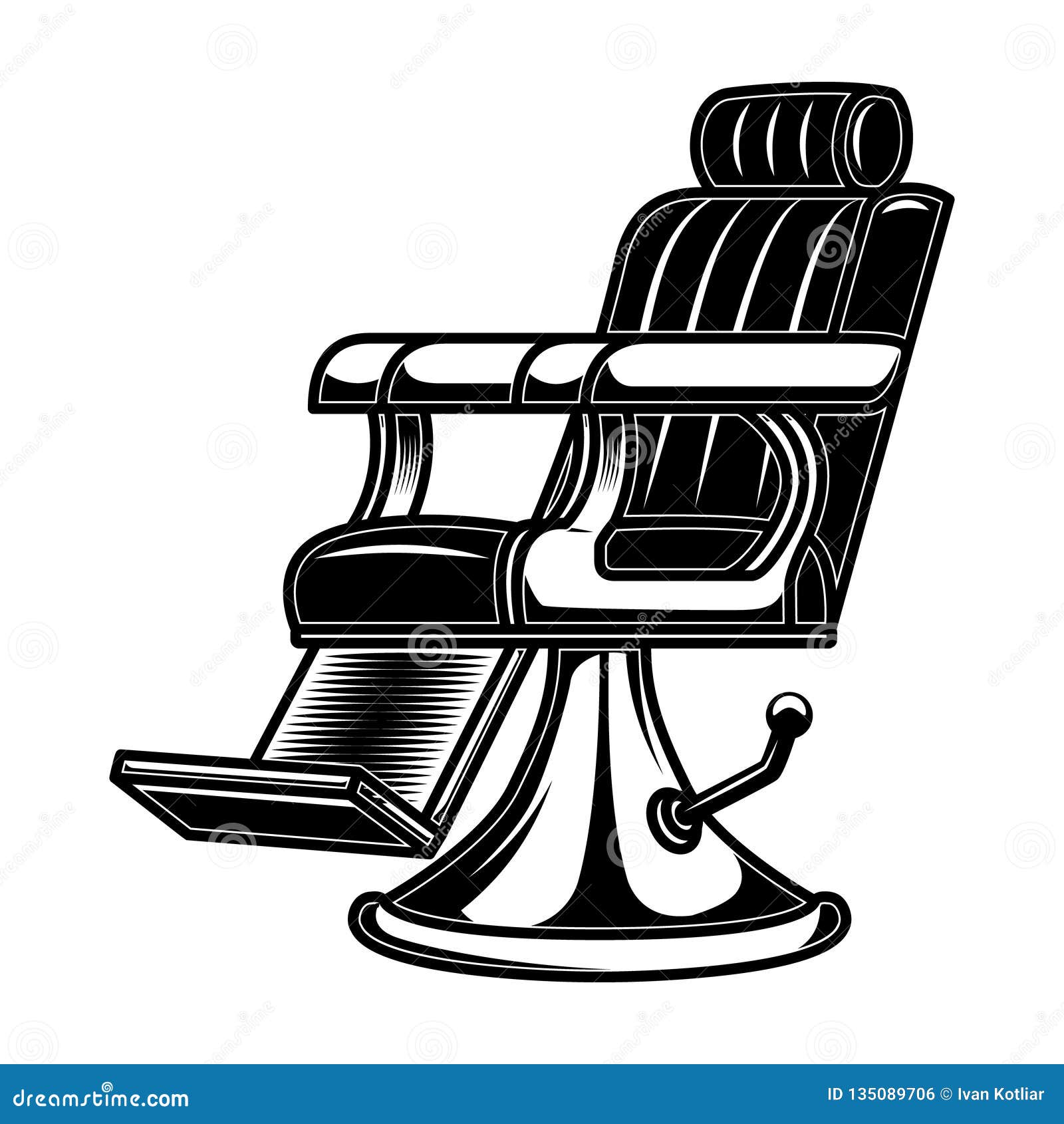 Cadeira de barbeiro isolada em fundo preto elemento de design