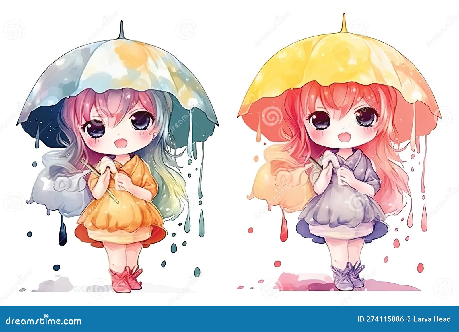 Ilustração De Aquarela Kawaii De Anime De Menina Fofa Gerada Por Ai  Ilustração Stock - Ilustração de cara, pessoa: 274115096