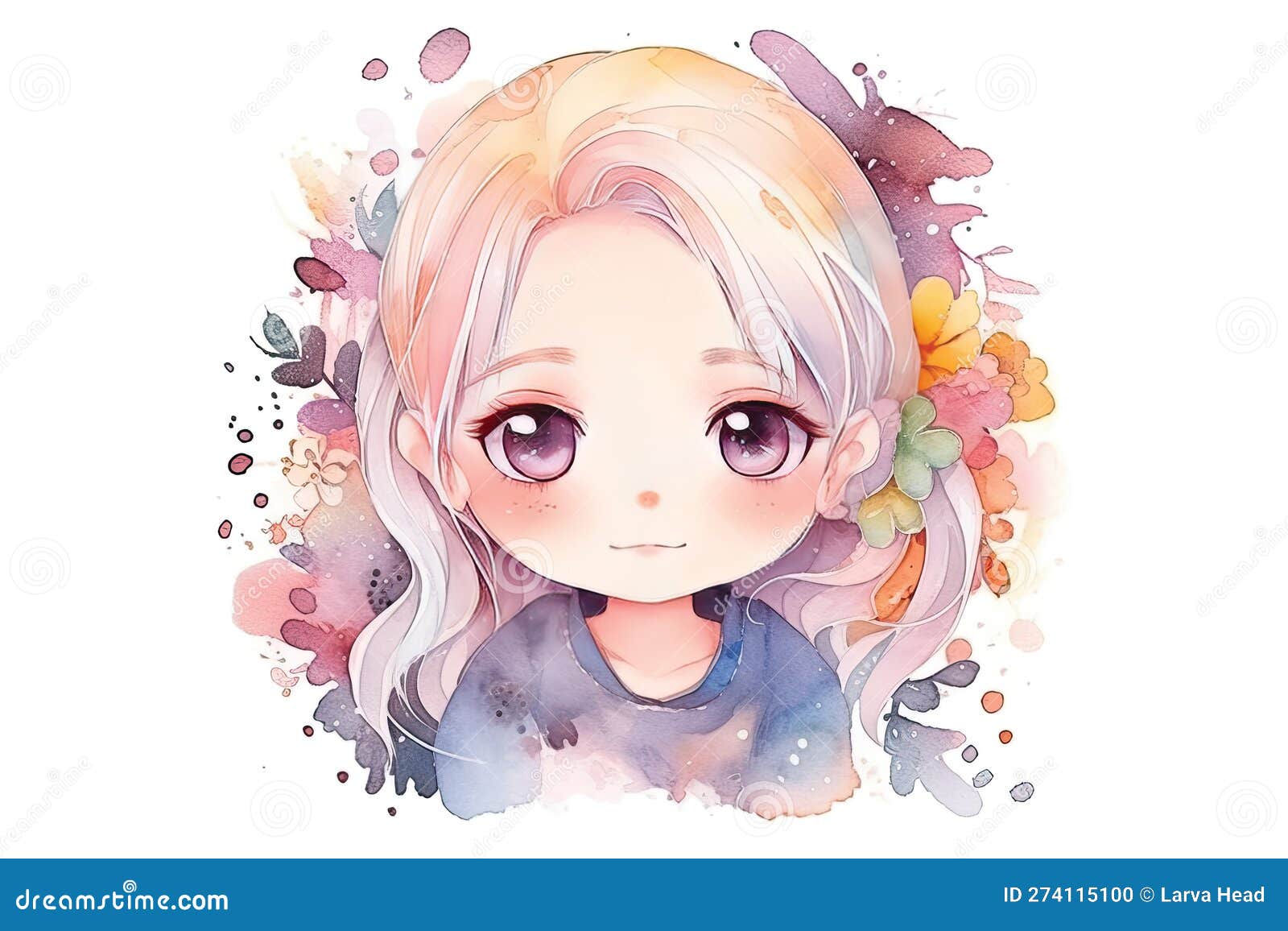 Ilustração De Aquarela Kawaii De Anime De Menina Fofa Gerada Por Ai  Ilustração Stock - Ilustração de arte, cartoon: 274115256