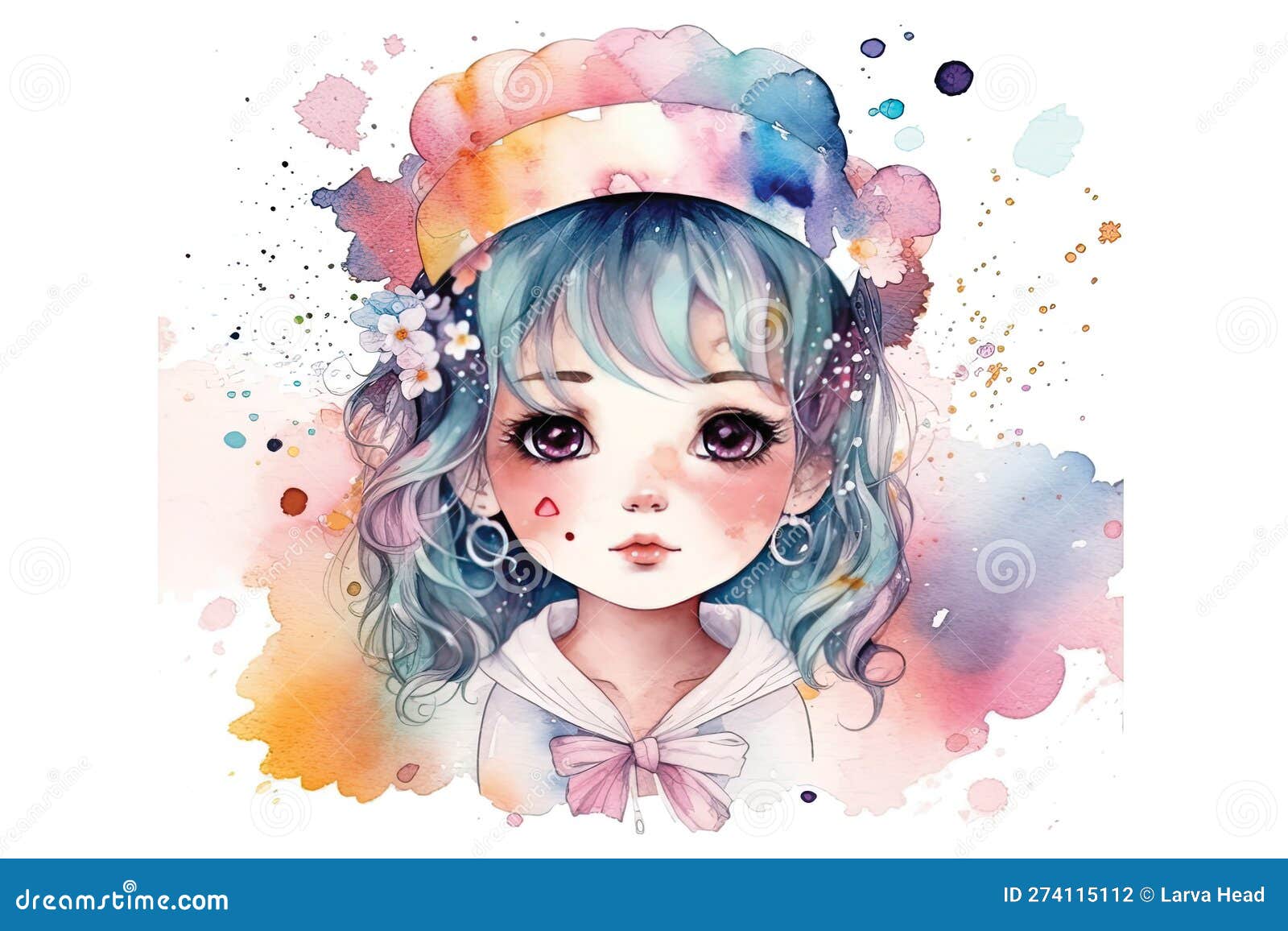 Ilustração De Aquarela Kawaii De Anime De Menina Fofa Gerada Por Ai  Ilustração Stock - Ilustração de arte, cartoon: 274115256