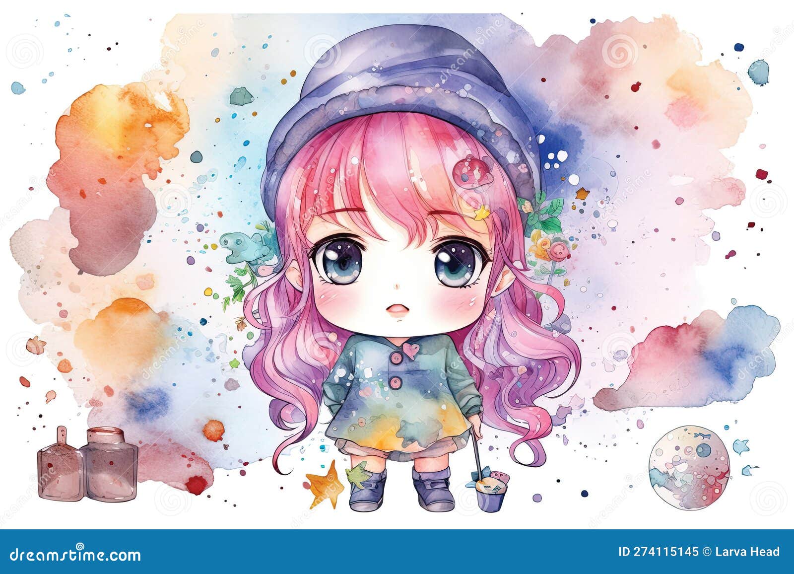 Ilustração De Aquarela Kawaii De Anime De Menina Fofa Gerada Por Ai  Ilustração Stock - Ilustração de roupa, aquarela: 274115145