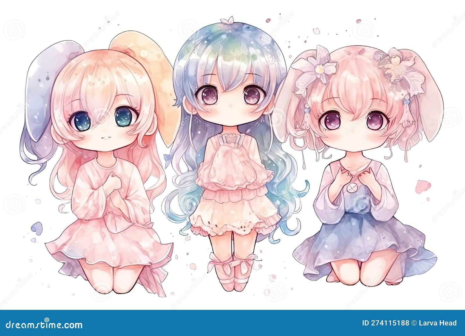 Ilustração De Aquarela Kawaii De Anime De Menina Fofa Gerada Por Ai  Ilustração Stock - Ilustração de roupa, aquarela: 274115145