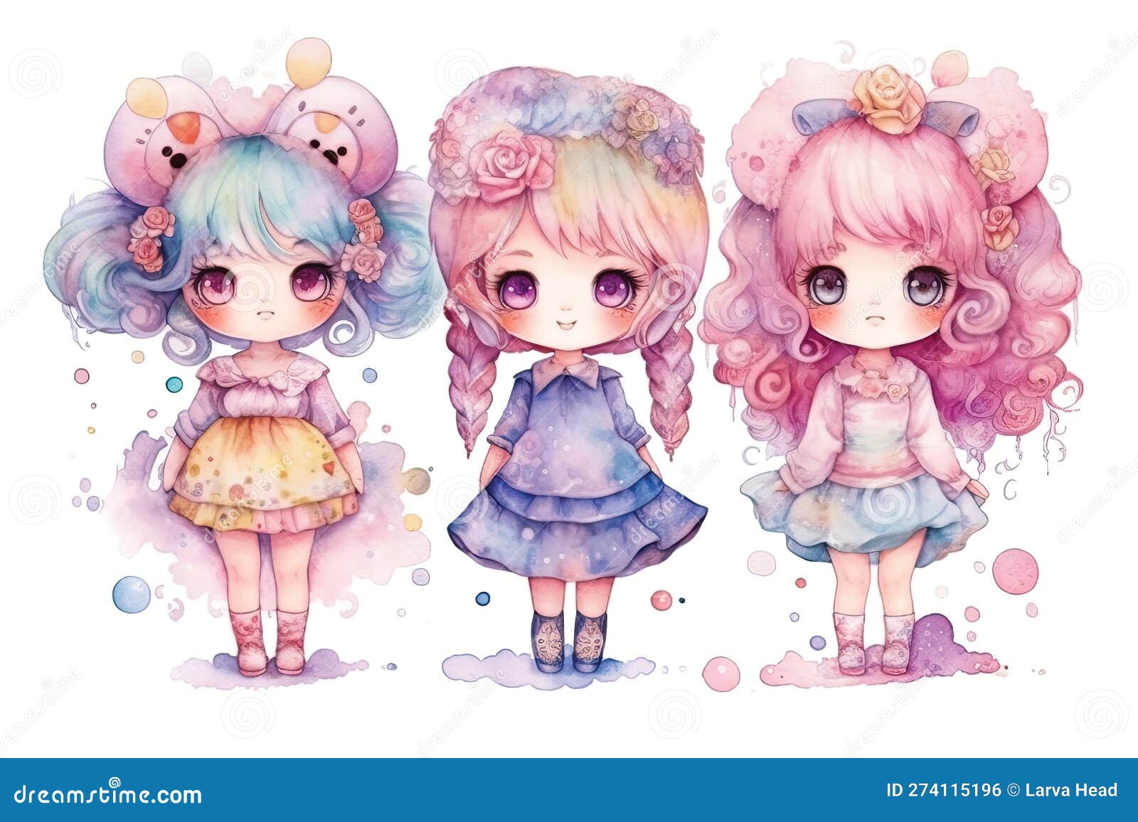 Ilustração De Aquarela Kawaii De Anime De Menina Fofa Gerada Por Ai  Ilustração Stock - Ilustração de roupa, aquarela: 274115145