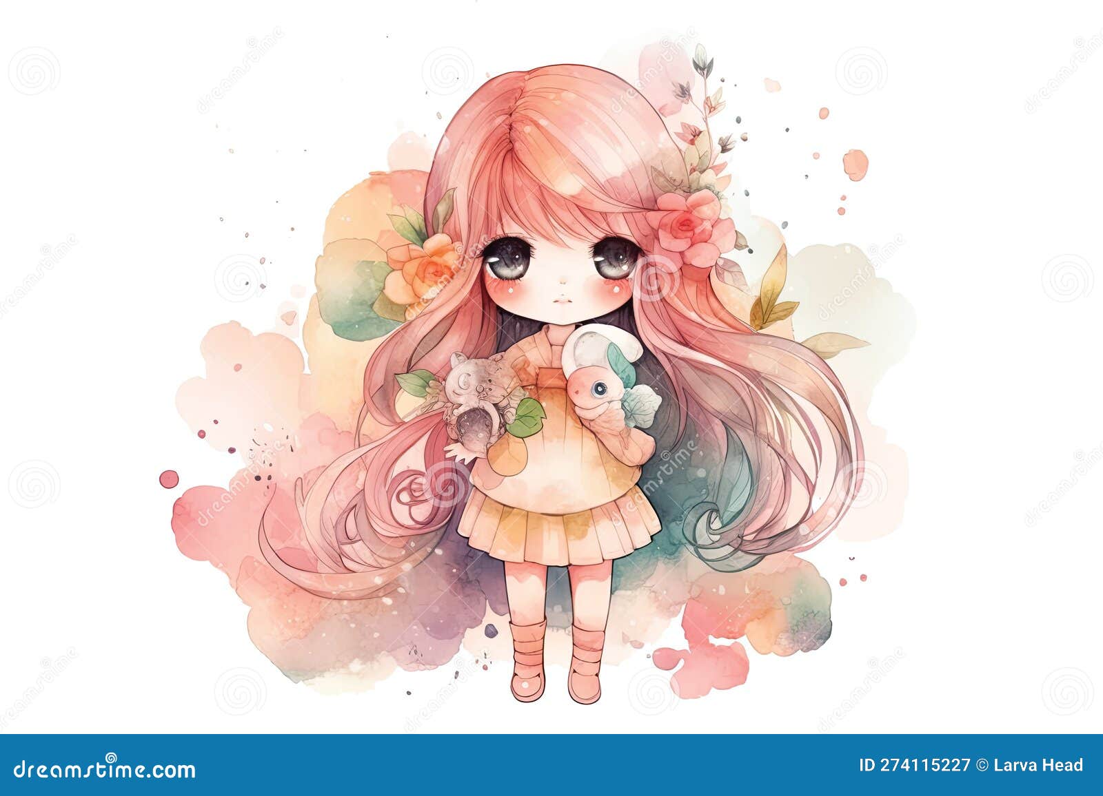 Ilustração De Aquarela Kawaii De Anime De Menina Fofa Gerada Por Ai  Ilustração Stock - Ilustração de roupa, aquarela: 274115145