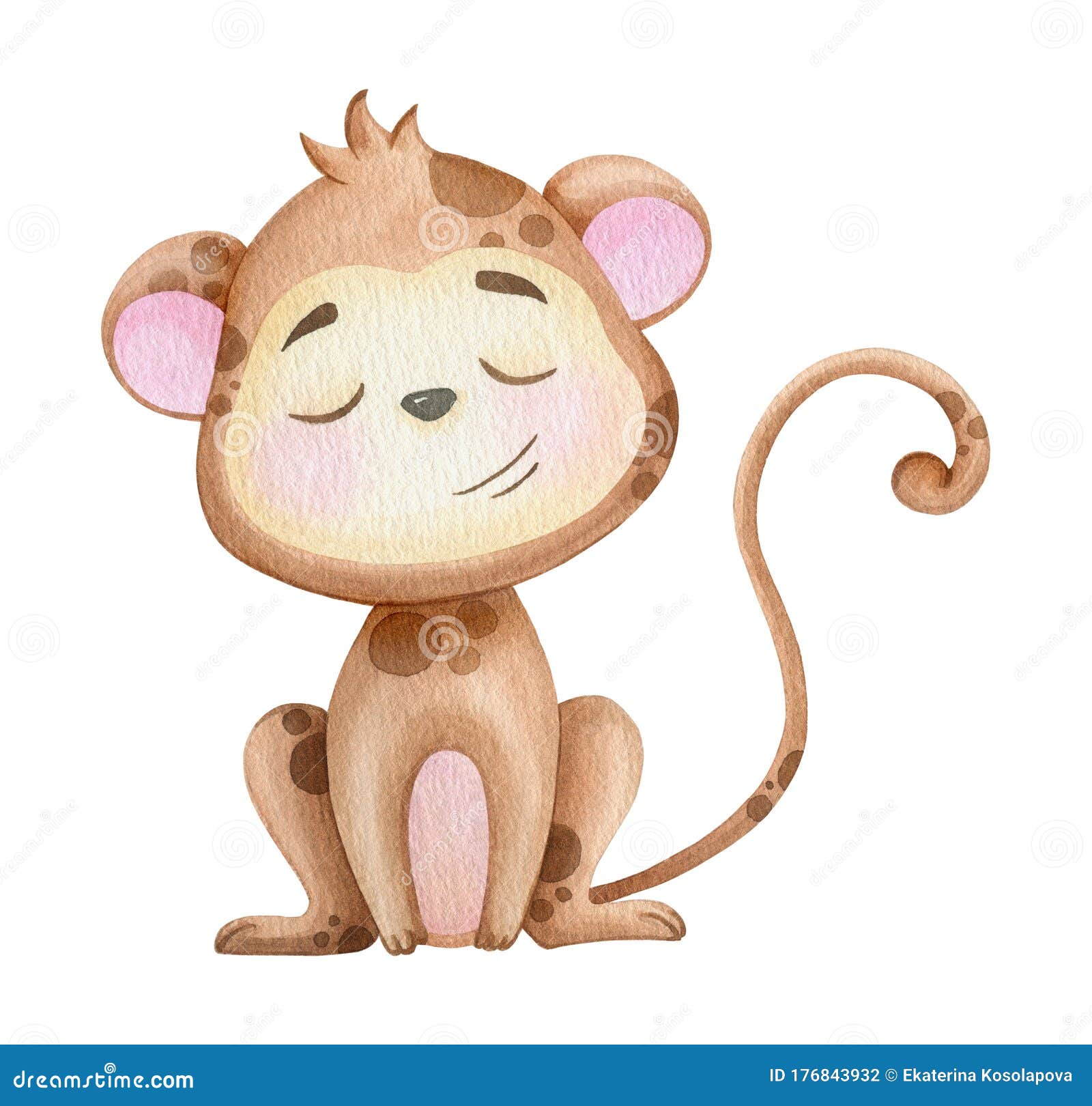 Ilustração De Aquarela De Macacos Fofos Para Impressão Em Crianças  Ilustração Stock - Ilustração de isolado, nave: 176843932