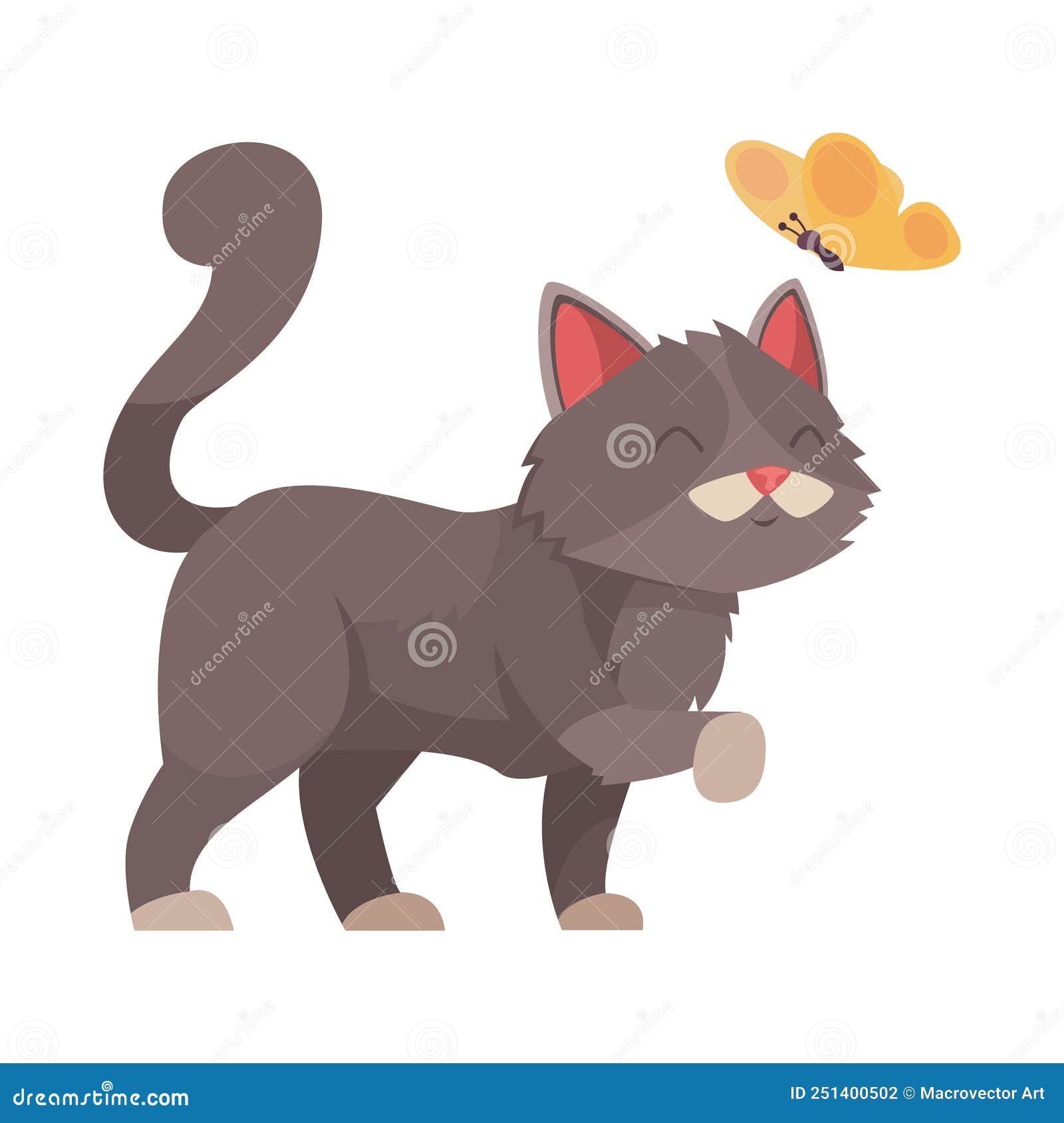 ilustração de desenho animado grupo gatos feliz - Stockphoto