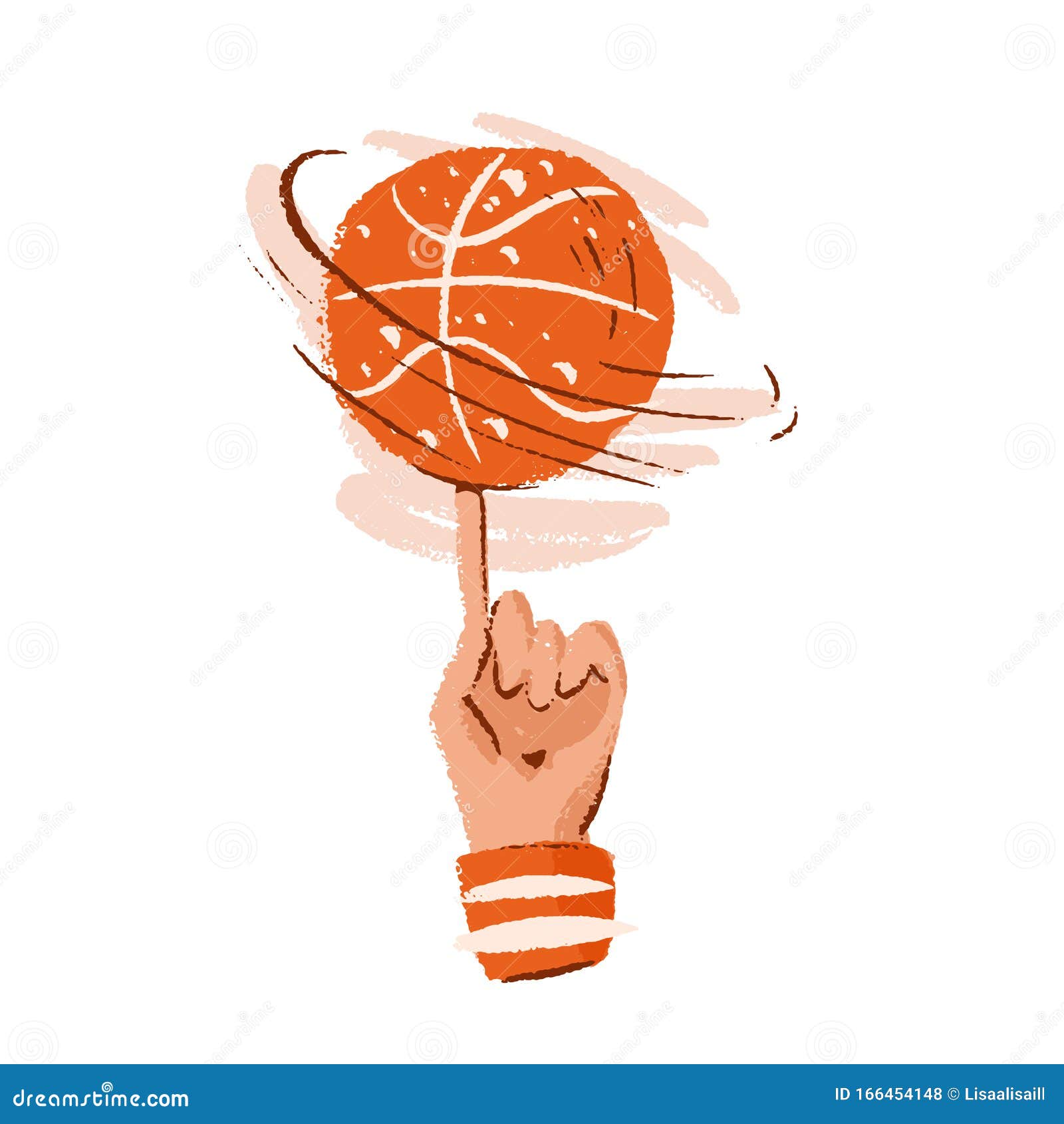 Ilustração De Desenho Manual Vetorial De Bola De Basquete Num Dedo