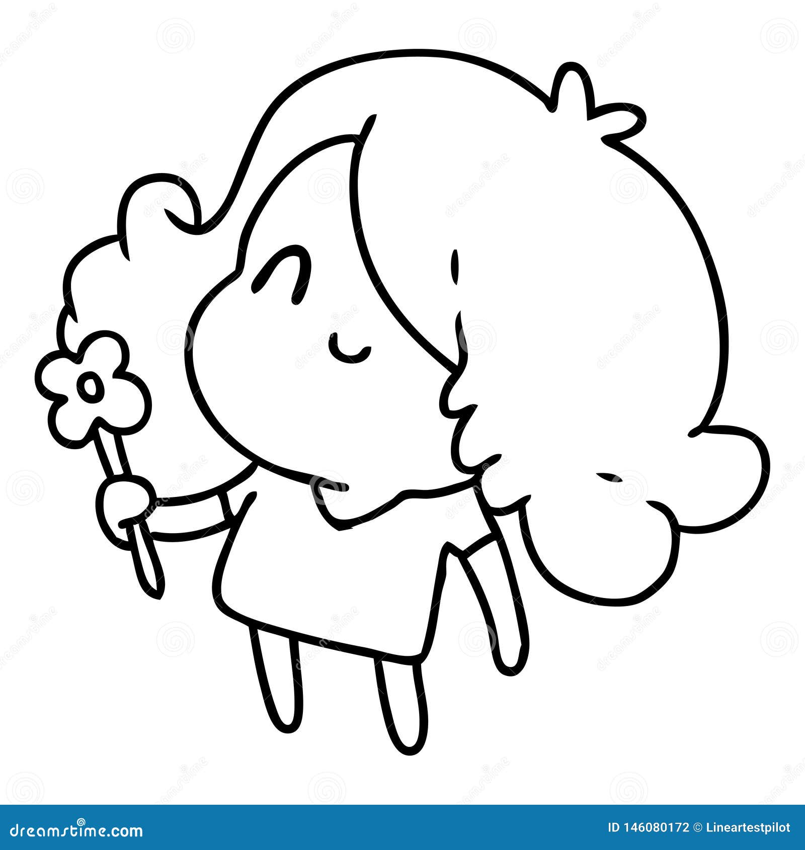 Desenho De Kawaii Linda Garota Para Colorir Esboço Vetor PNG