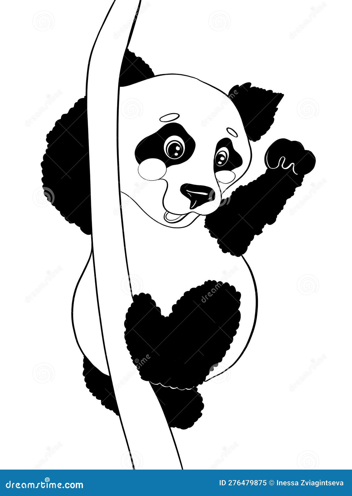 Panda bonito em estilo simples de desenho animado