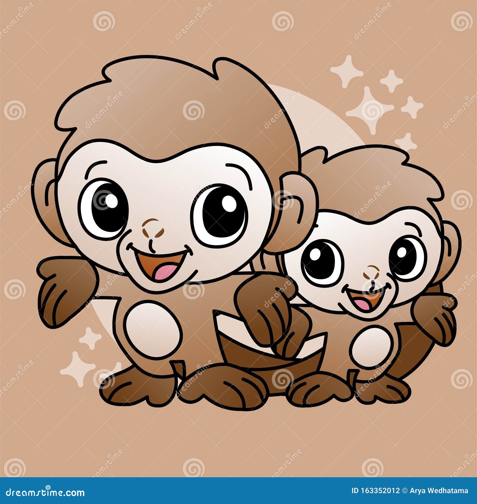 Design Simples Plana Macaco Desenho Animado Ícone Ilustração