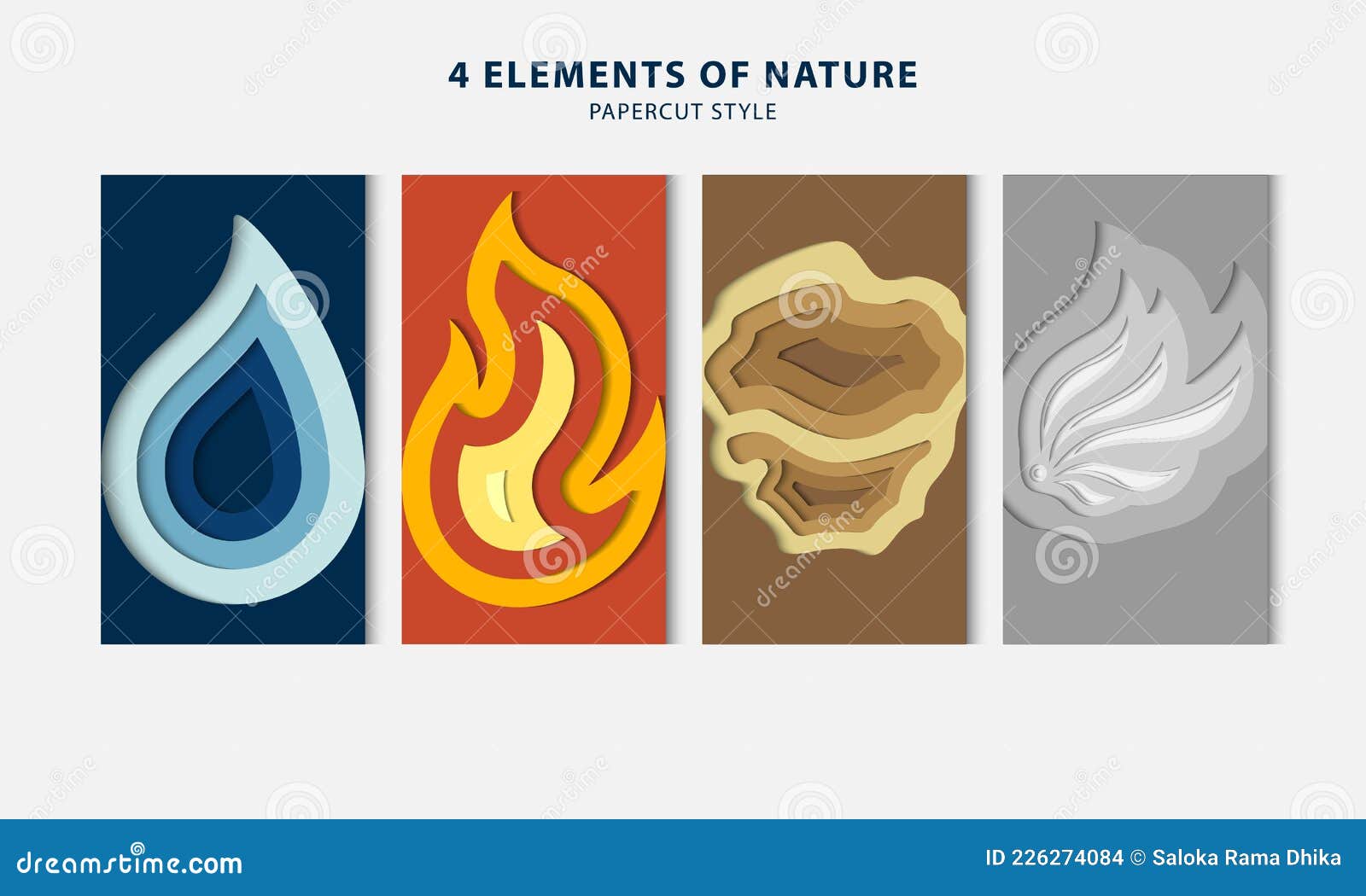 Os 4 elementos - terra, ar, fogo e água. Fichas
