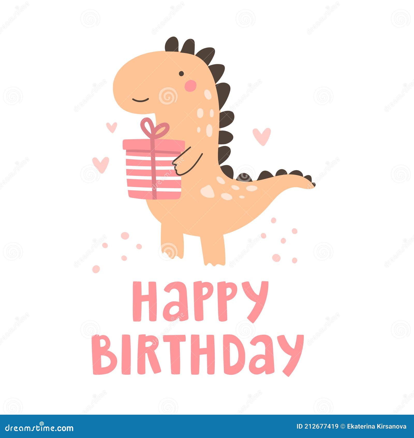 Dinossauro Fofo. Imprimir Para Cartaz Infantil Com Barra De Texto. Rosa E  Branco Sobre Fundo Azul Escuro Ilustração Stock - Ilustração de cartaz,  rabisco: 212759012