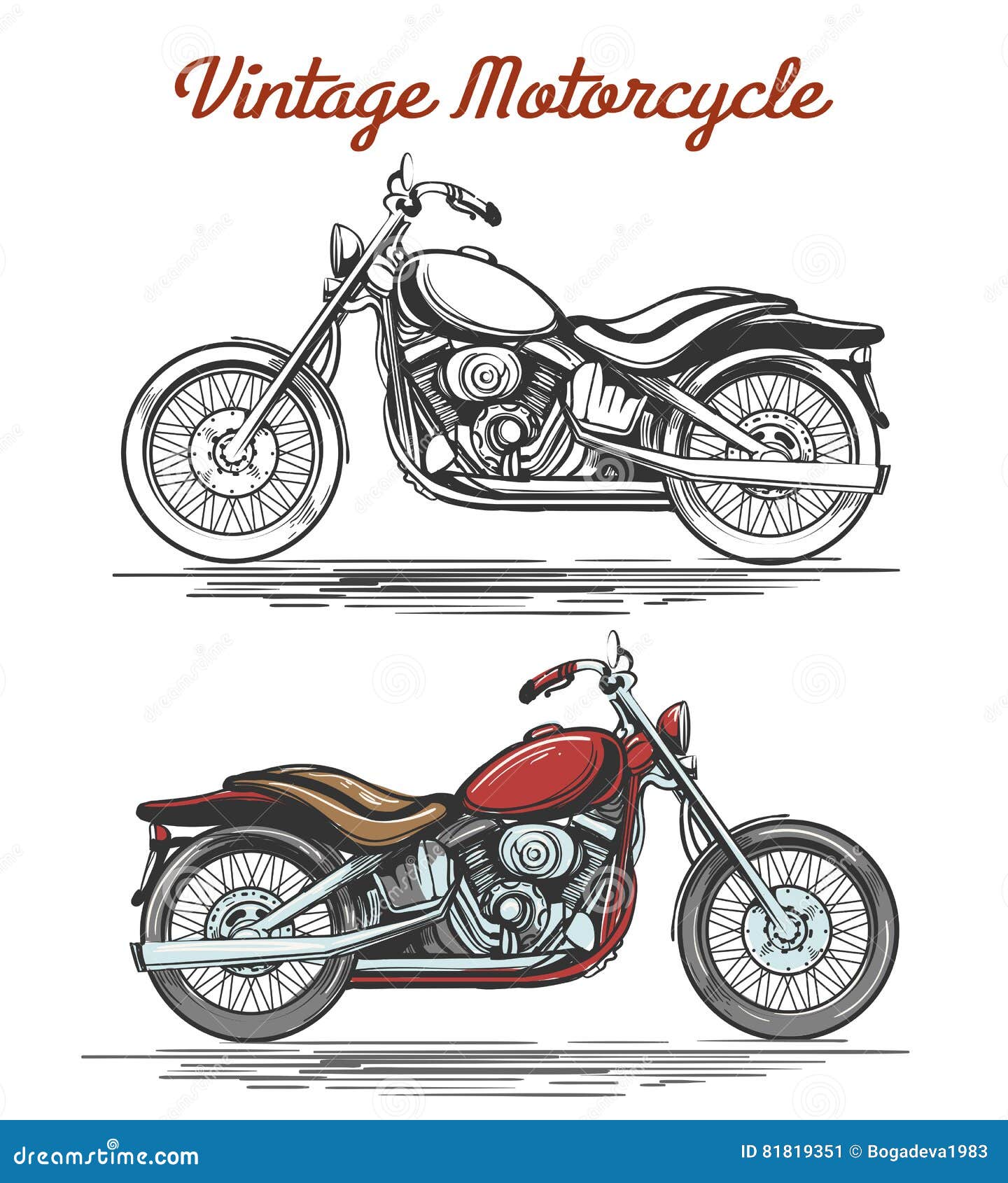 Entregue O Estilo Da Tração De Uma Ilustração Nova Da Motocicleta