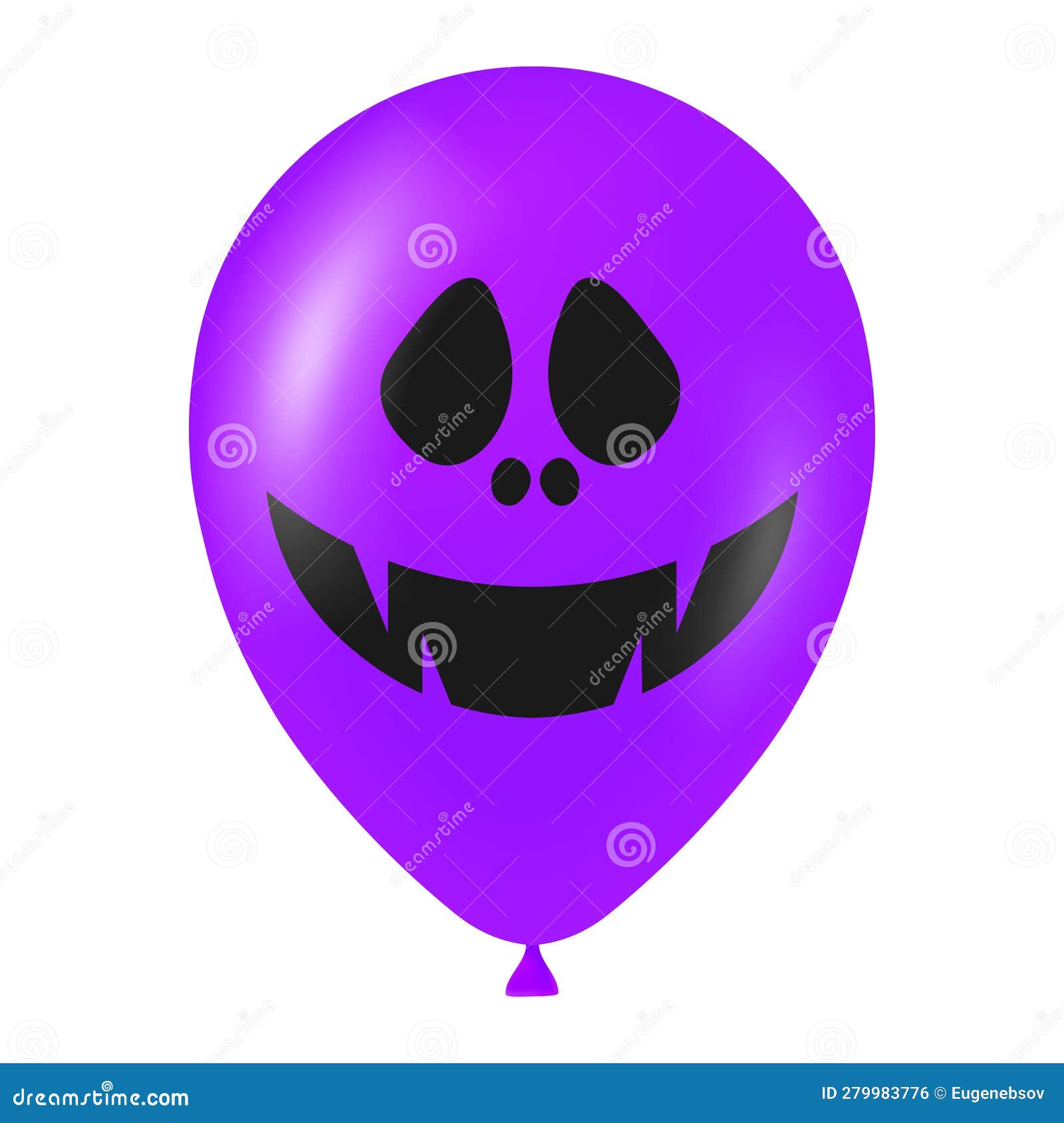 Ilustração de balão preto de halloween com cara assustadora e engraçada