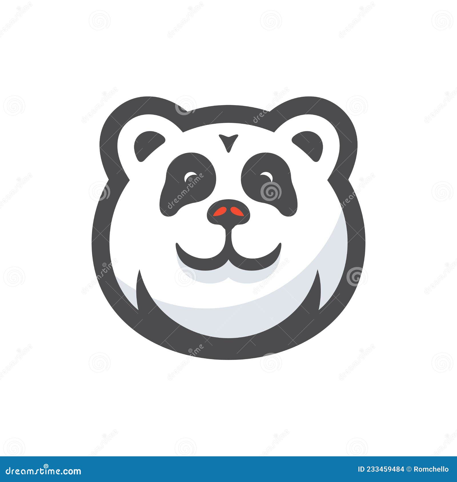 Um panda de desenho animado com um rosto branco e um rosto preto e branco.