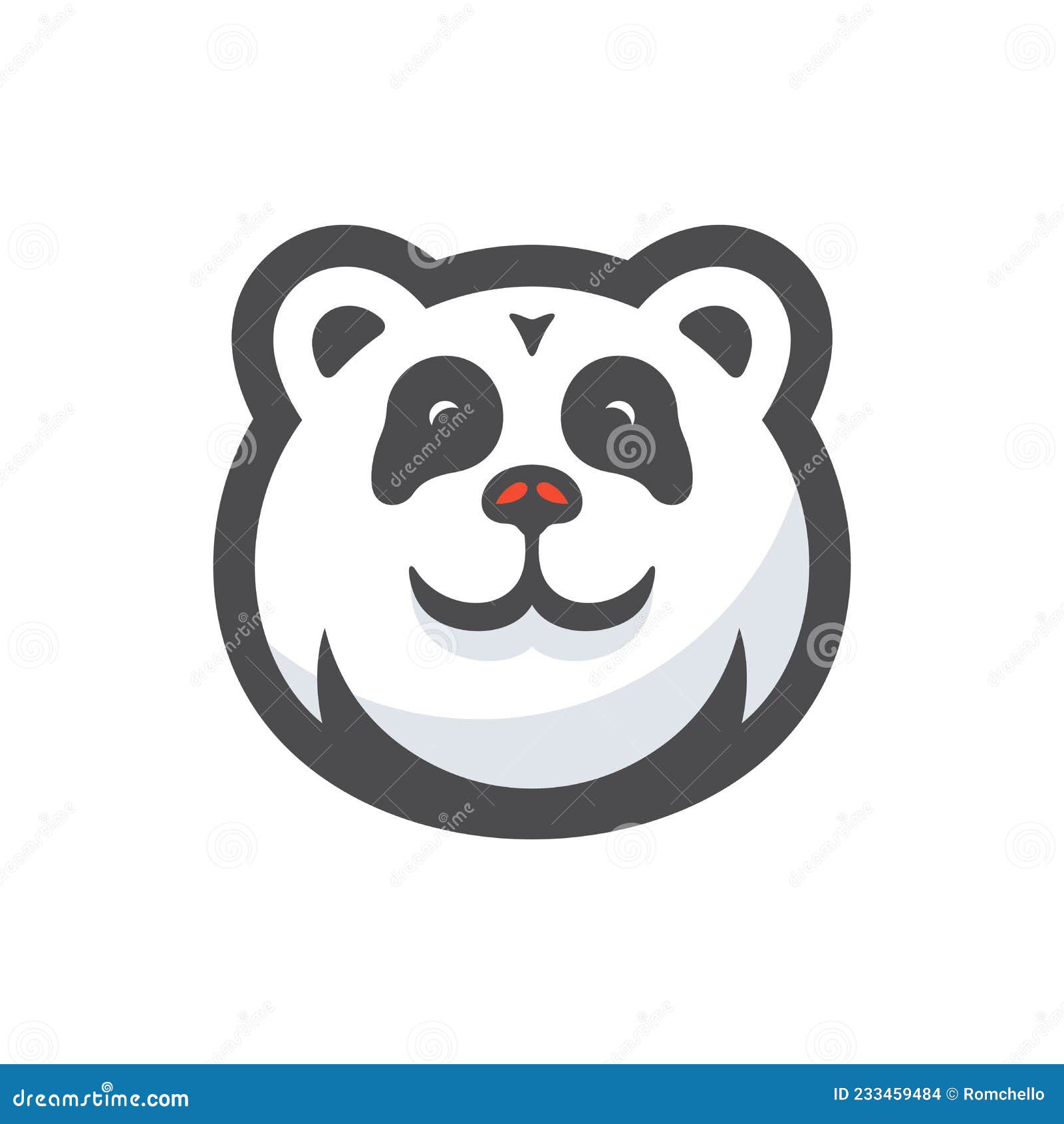 Logotipo do ícone do vetor de desenho de rosto de panda bonito isolado em  branco