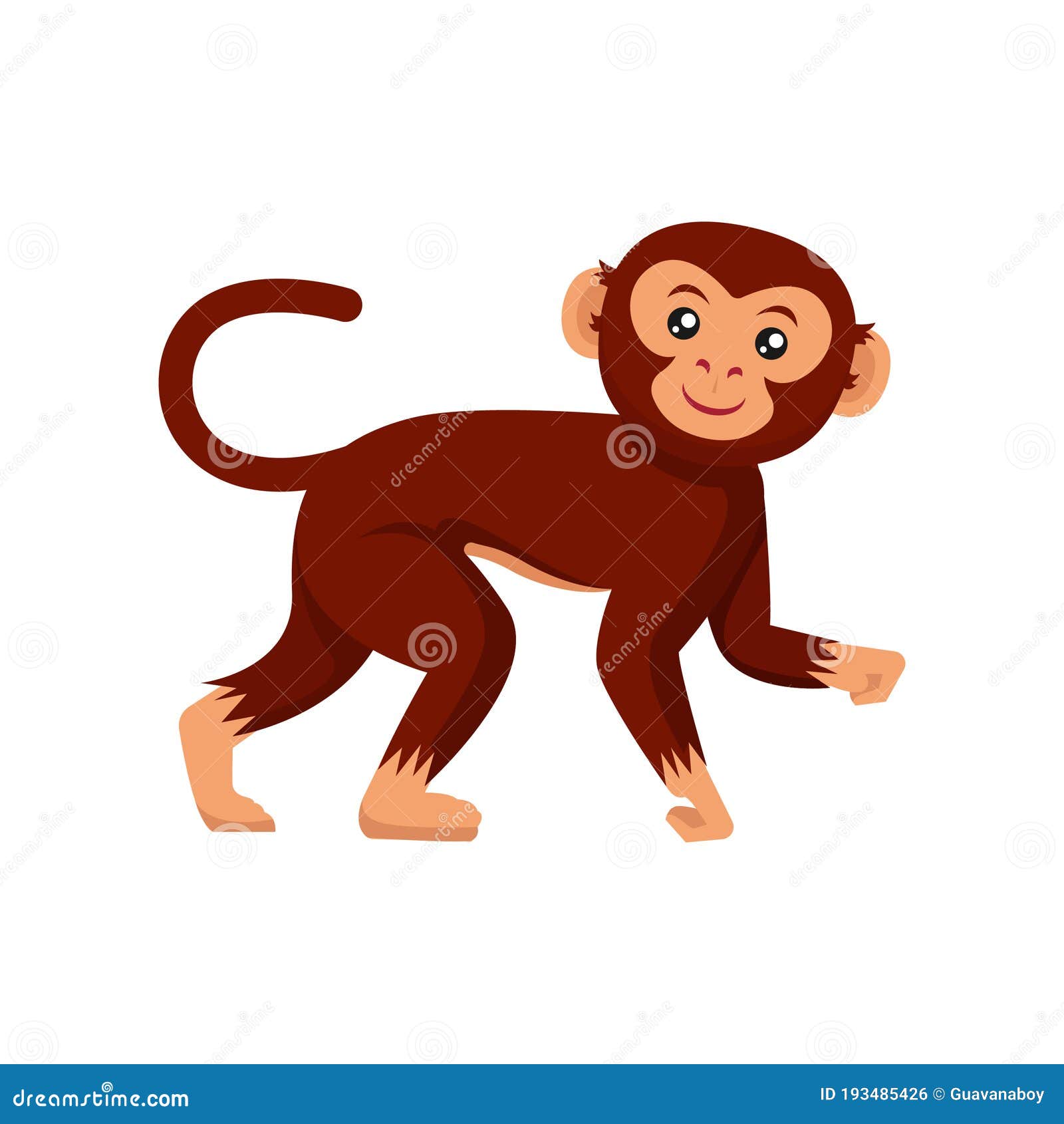 Personagem de macaco de desenho animado bonito, vetor isolado