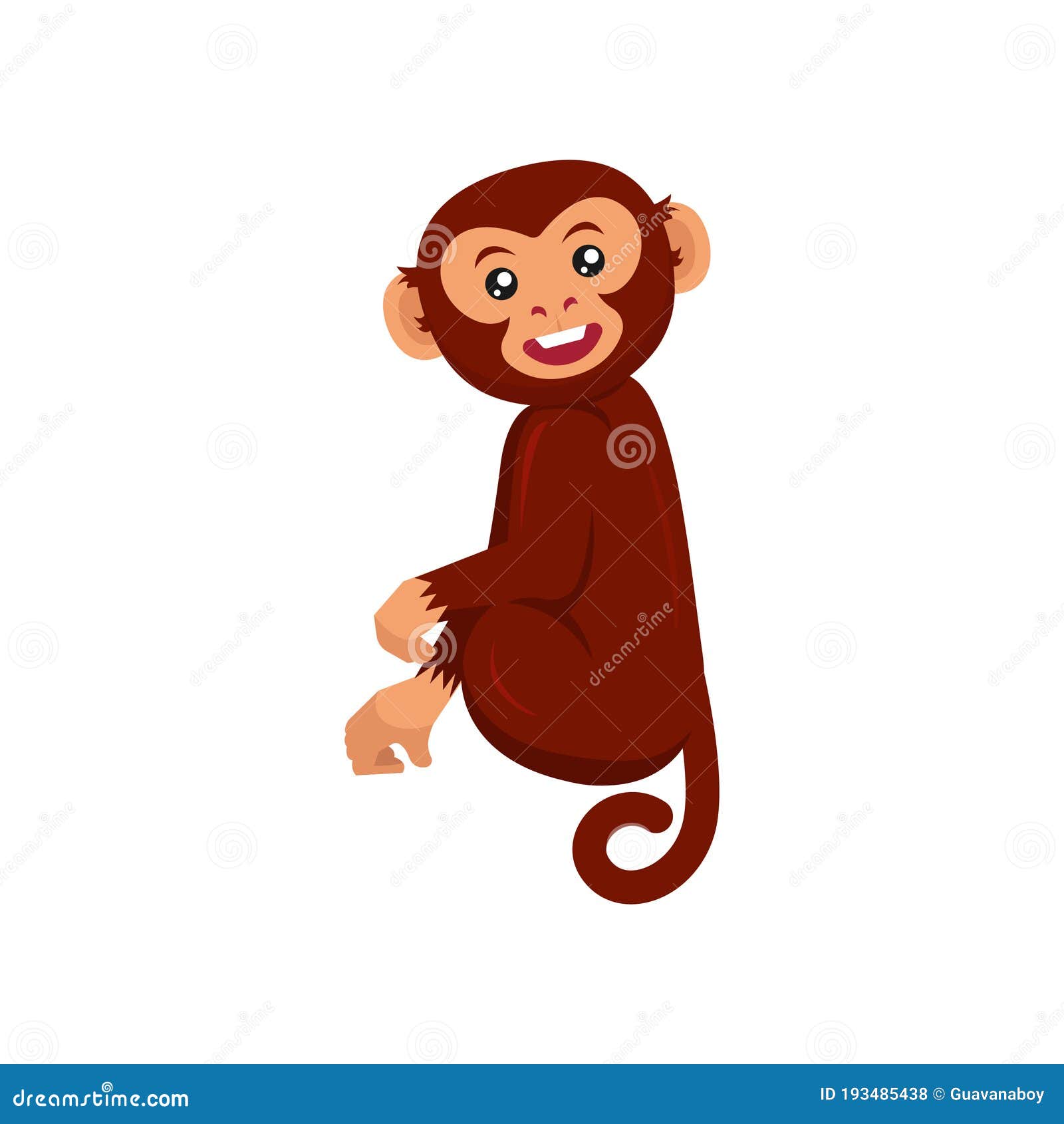 Personagem de macaco de desenho animado bonito, vetor isolado