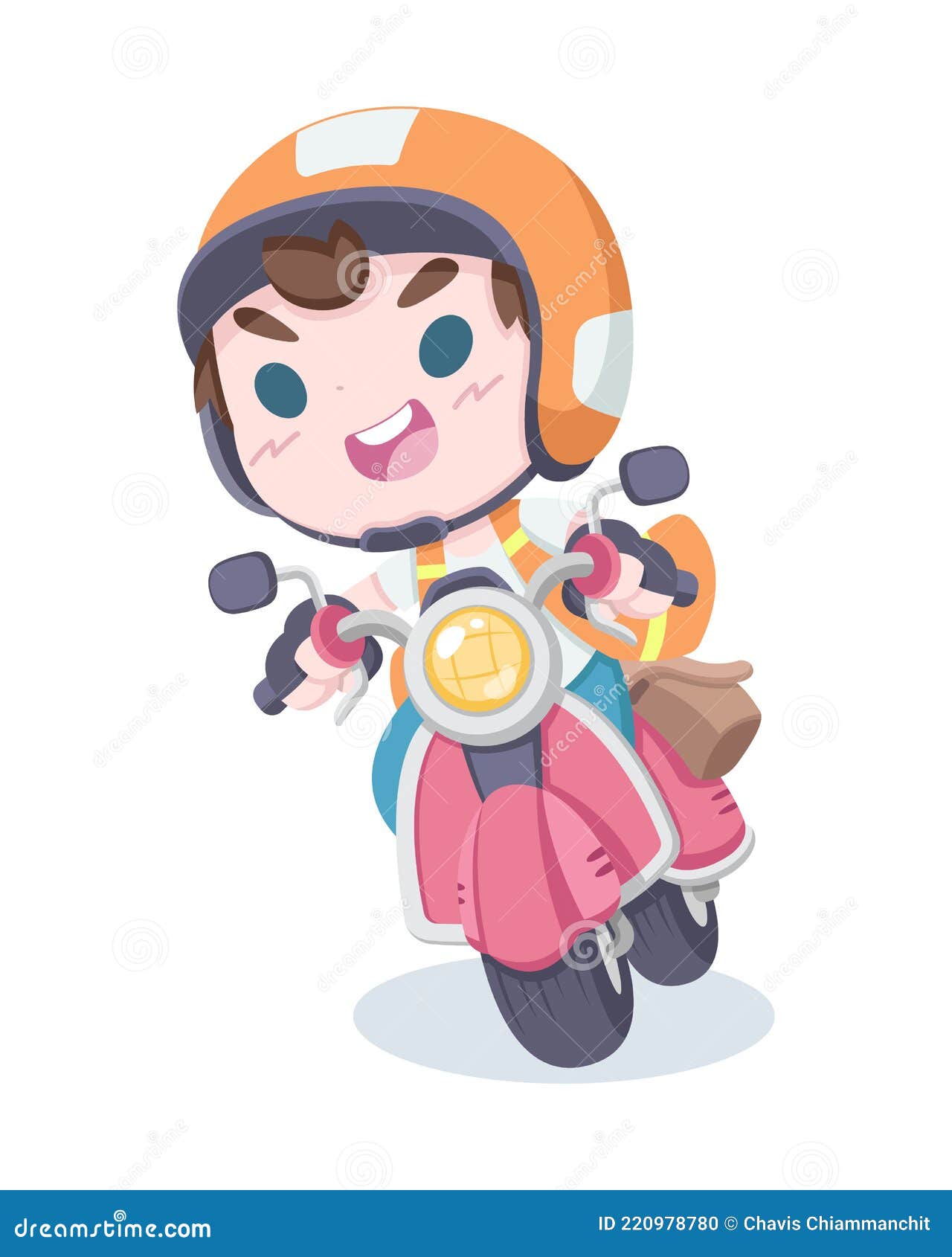 Bonito Moto Corrida Desenho Animado Design Ilustração Vetorial