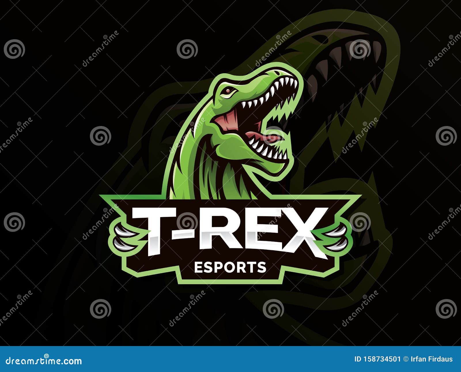 Dinossauro Esporte Mascote Logotipo Design T Rex Cabeça Mascote