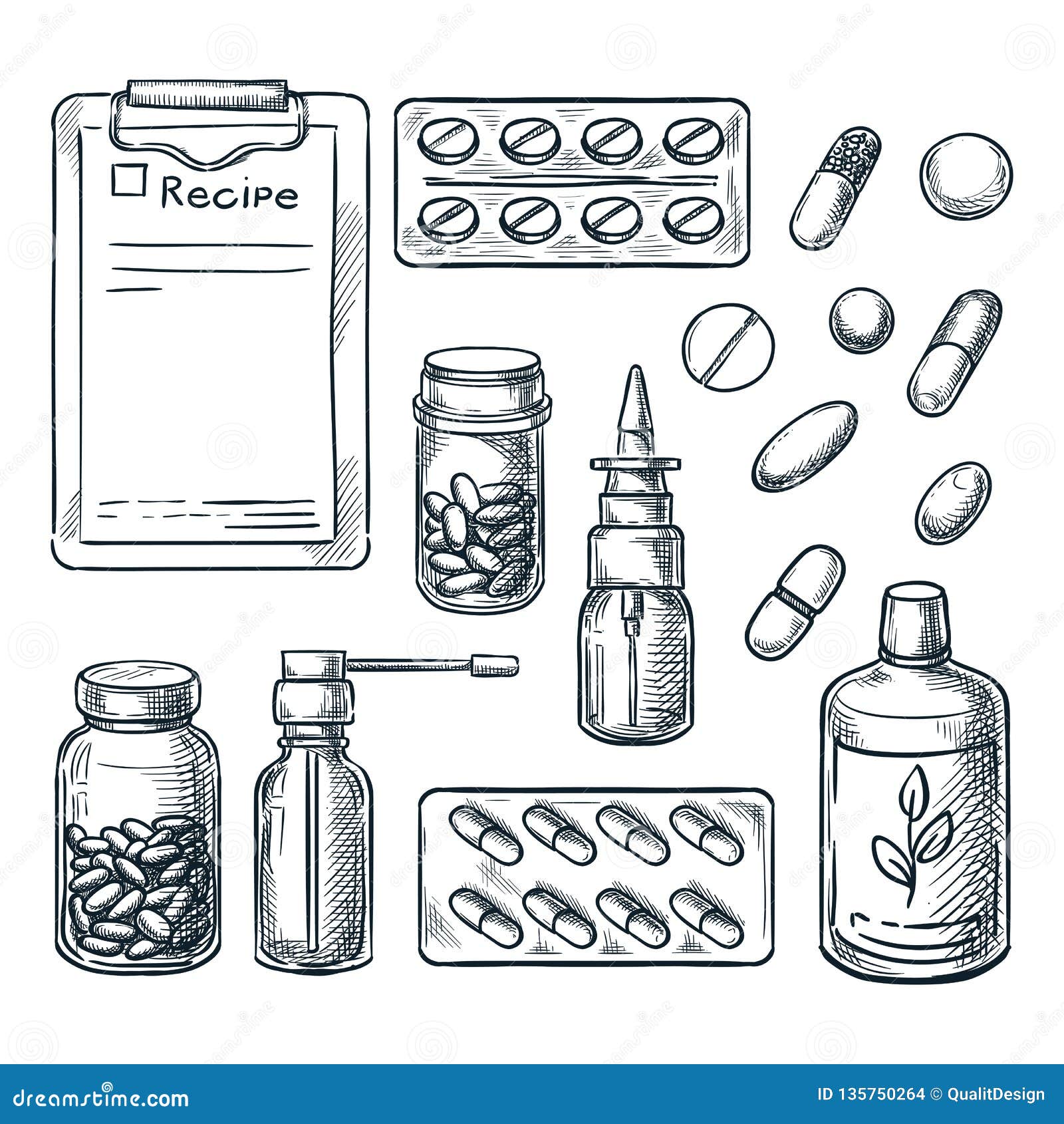 Medicina Farmácia Tema Garrafas Médicas Vetor Ilustração Isolado