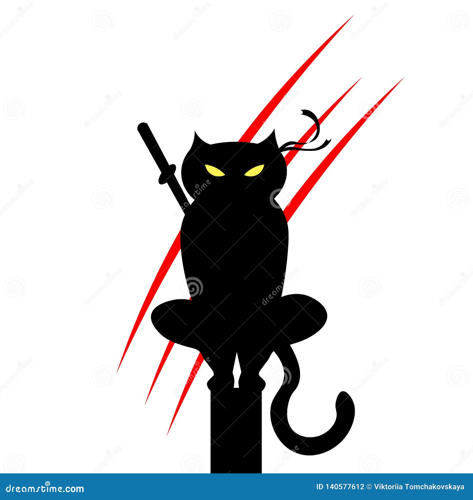 Ilustração Do Ninja Do Gato Um Gato Com Uma Atadura Crianças Chinesas De  KONGFU Ilustração Stock - Ilustração de arte, fofofo: 140577612