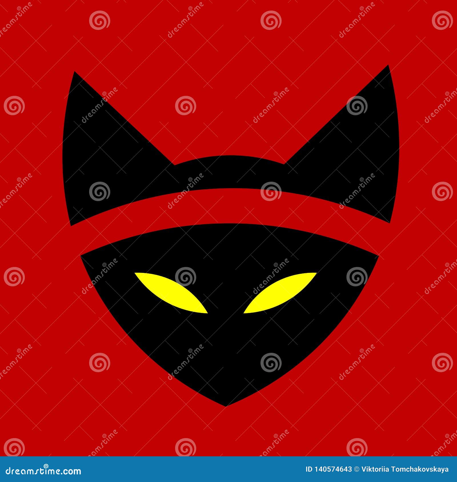 Ilustra??o de gato ninja japonês