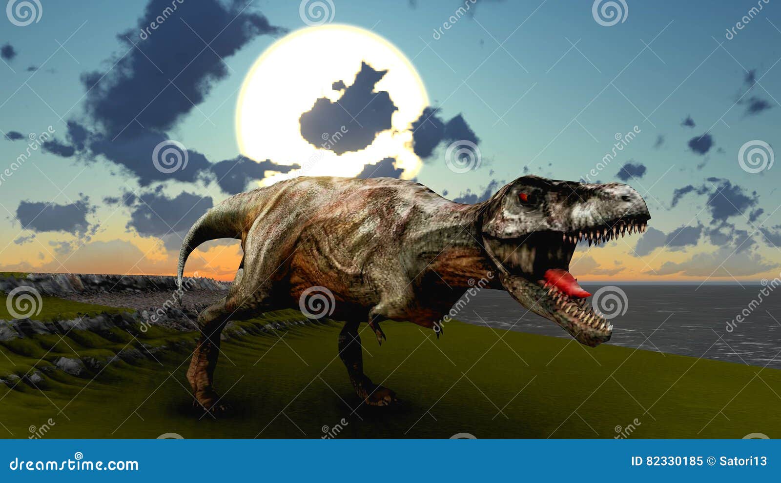 Tiranossauro rex predador jurássico dos desenhos animados, silhueta de  t-rex extinta. predador antigo jurássico, ilustração em vetor monstro t-rex  raptor. silhuetas de tiranossauro rex, monstro gigante e dinossauro