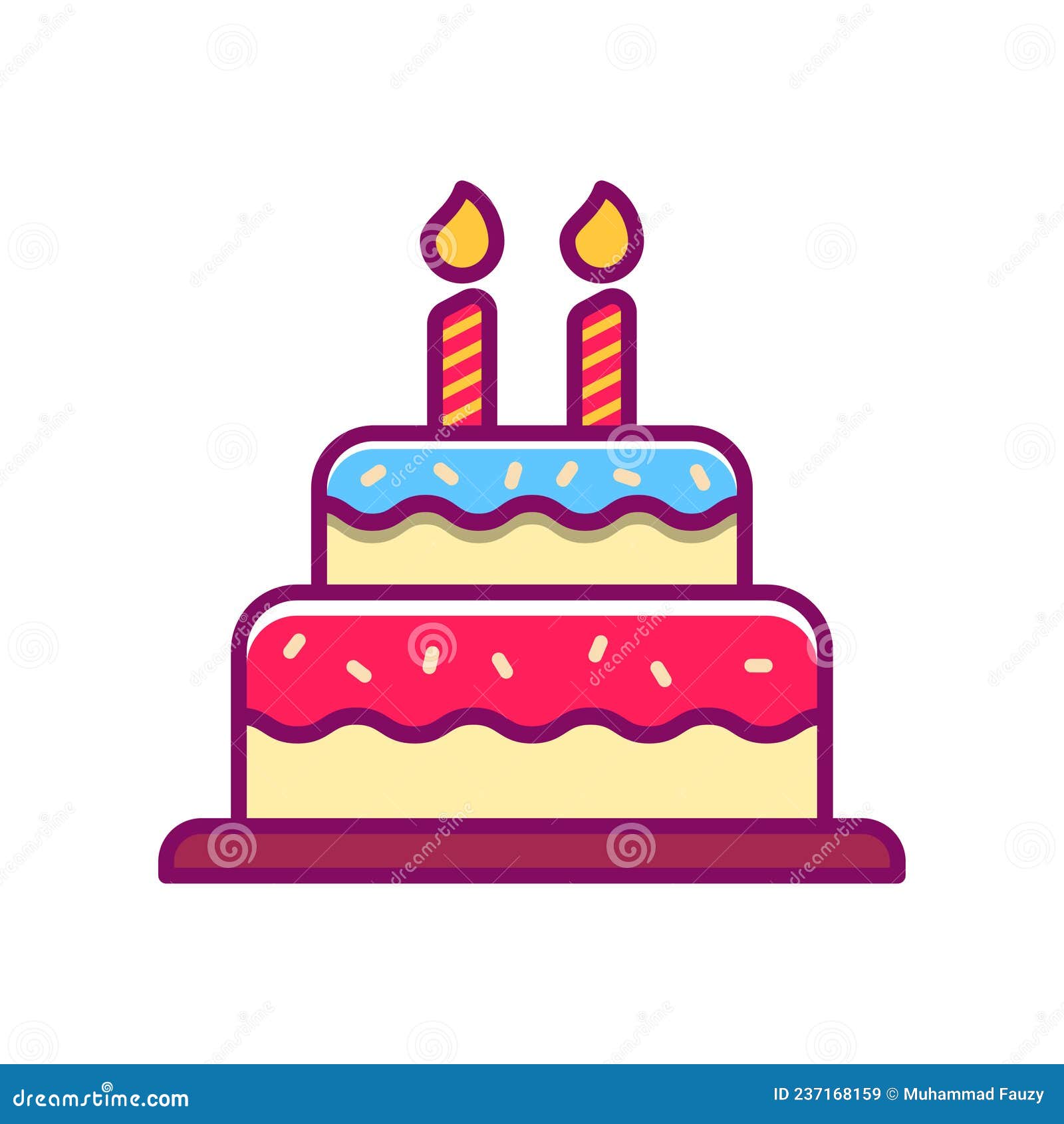 A ilustração de um bolo de aniversário