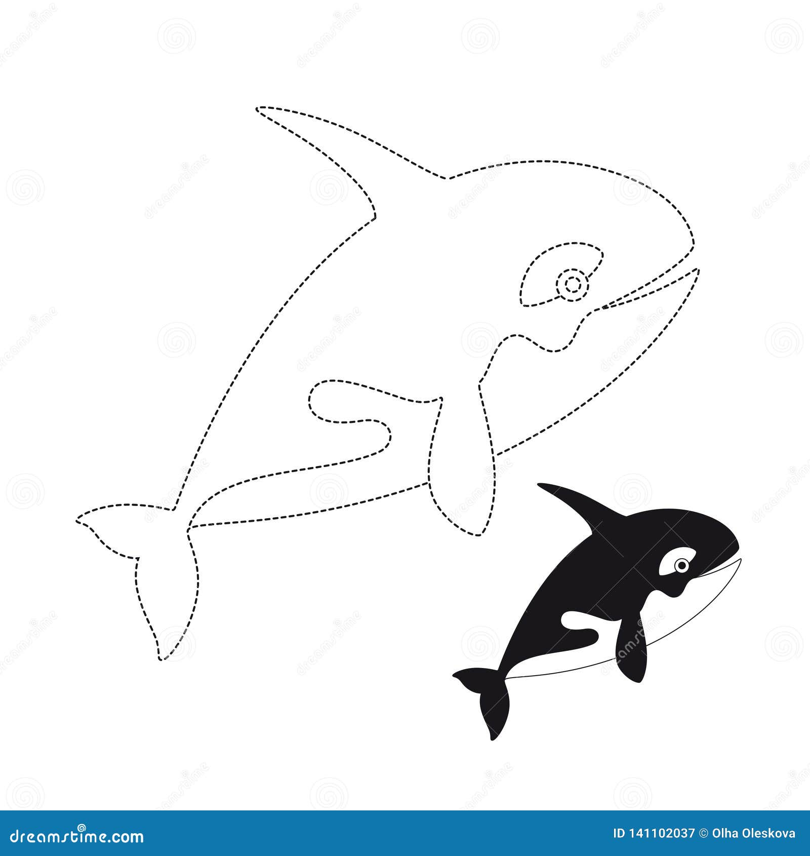 Baleia orca desenho animado colorir livro vetor imagem vetorial de  AlexanderPokusay© 87625310