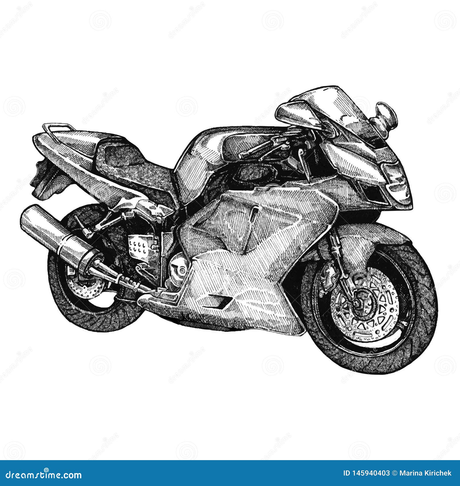 Padrão sem costura com desenhos de motocicletas imagem vetorial de