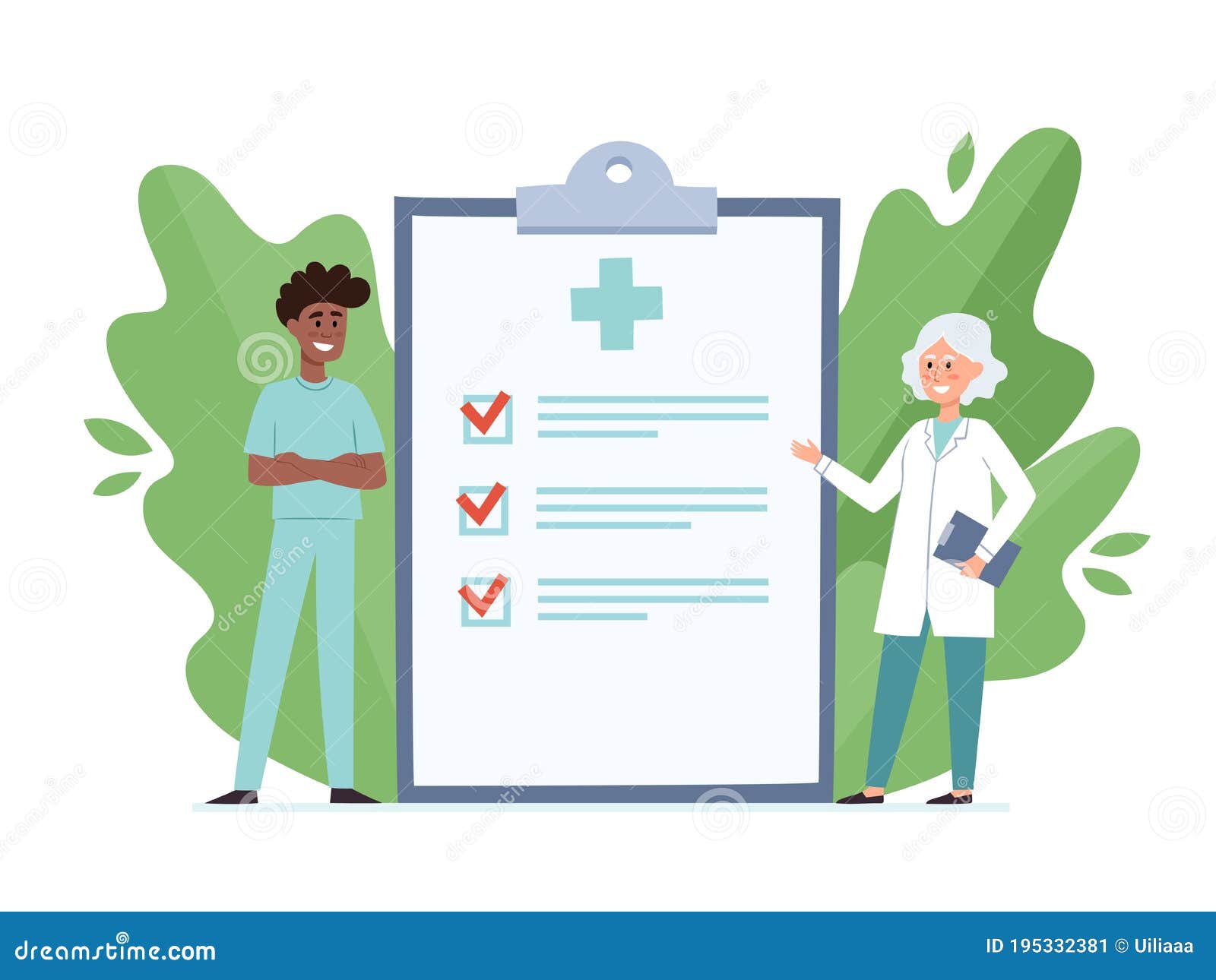 Médica segurando uma prancheta jovem médica de desenho animado com  ilustração vetorial conceito médico