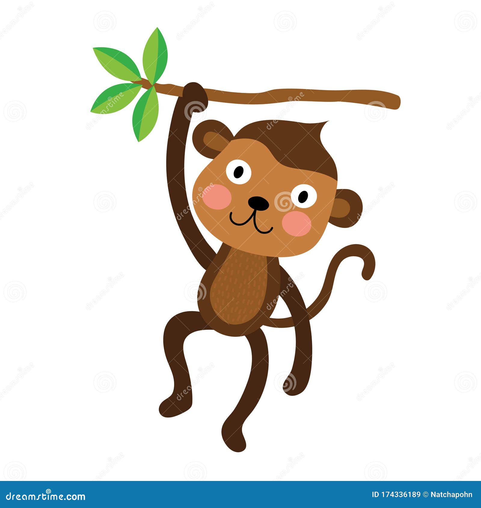 Personagem de macaco de desenho animado bonito, vetor isolado