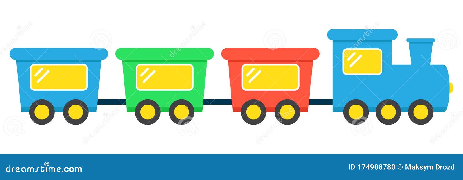 Trem De Brinquedo Para Crianças Ilustração Vetorial Plana. Trem De Brinquedo  Para Crianças No Fundo Branco. Infância, Entretenimento, Conceito De  Transporte Royalty Free SVG, Cliparts, Vetores, e Ilustrações Stock. Image  194264758