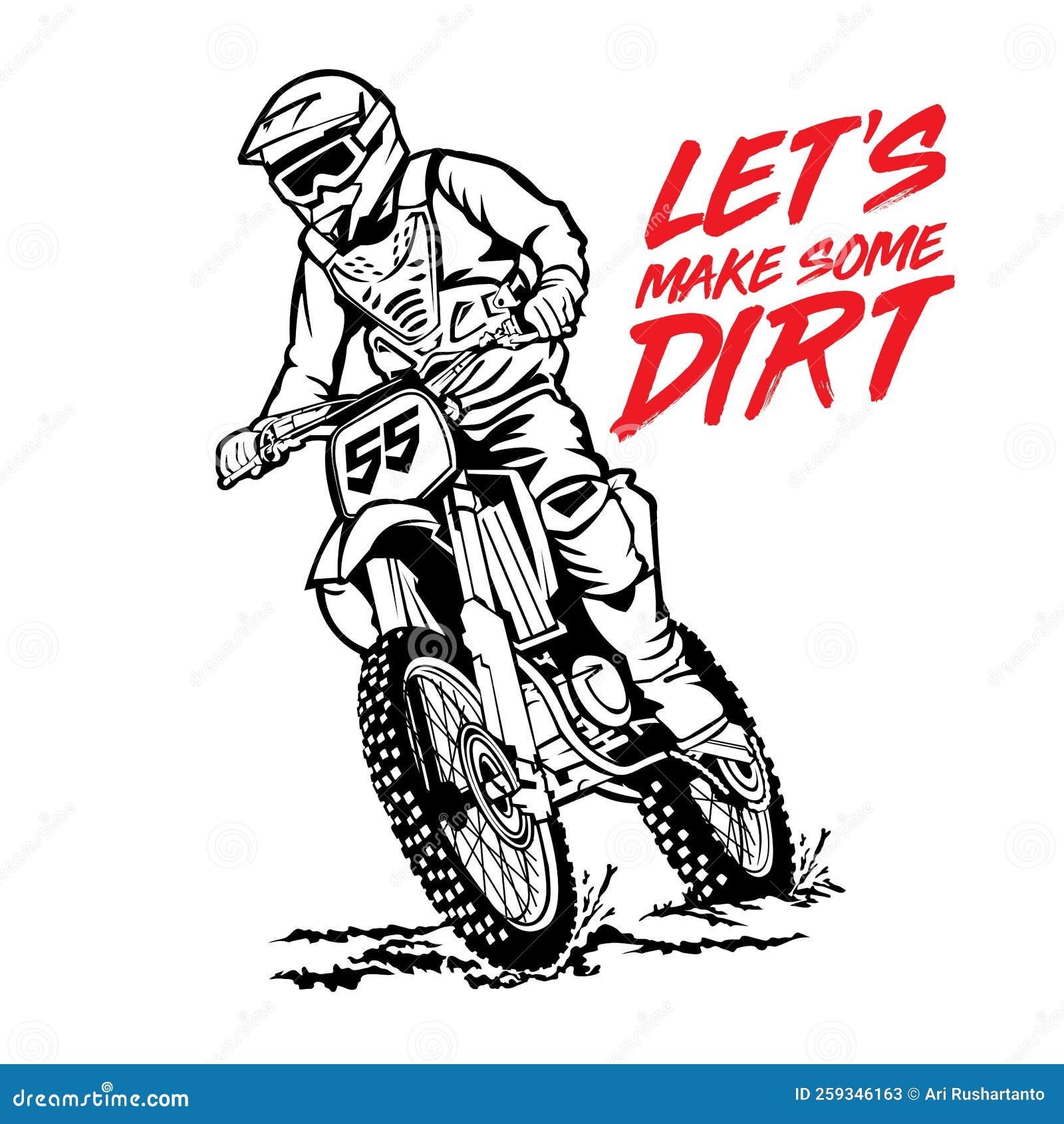 Desenho de ilustração vetorial desenhada à mão para moto de motocross