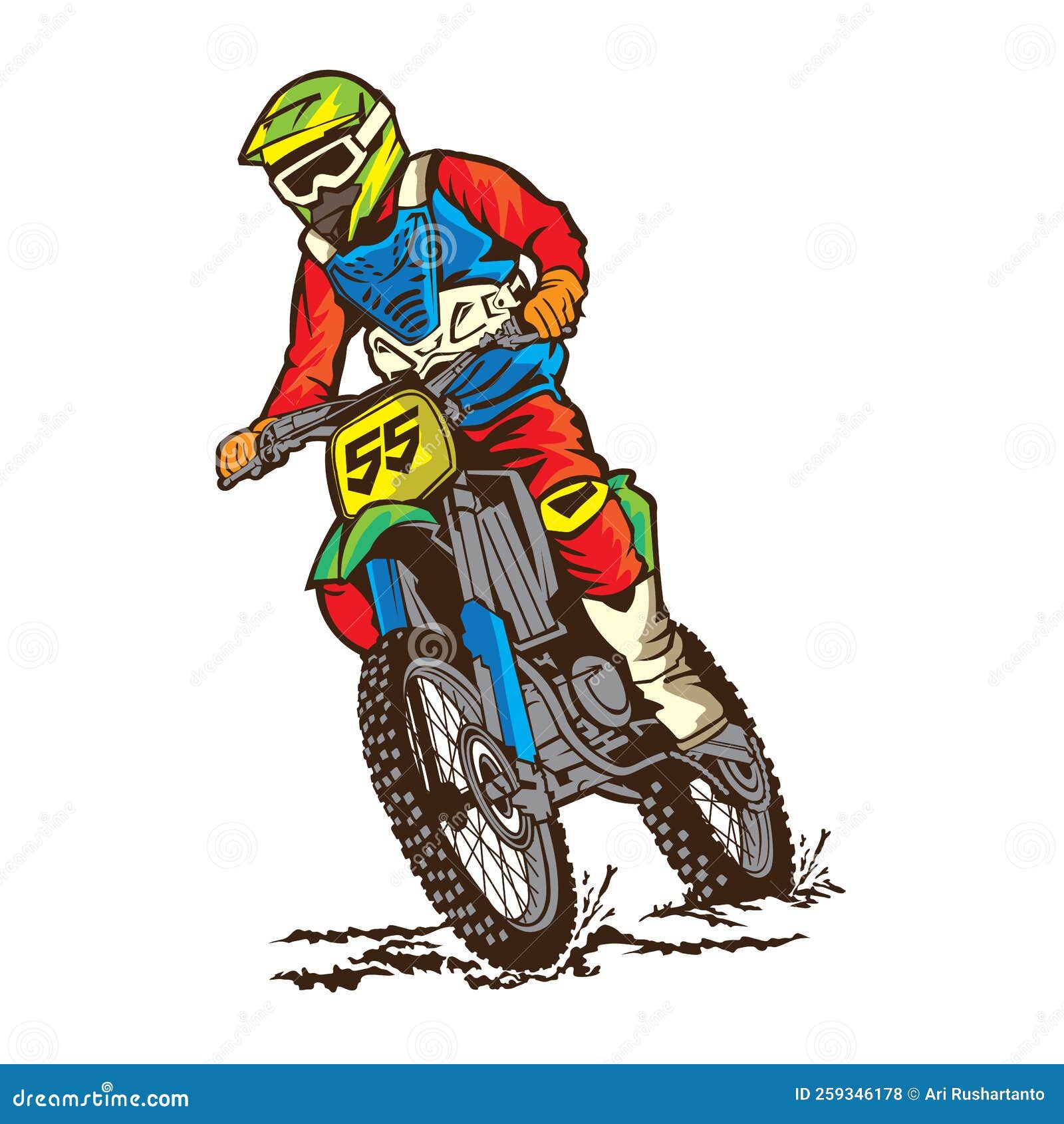 Desenho de ilustração vetorial desenhada à mão para moto de motocross