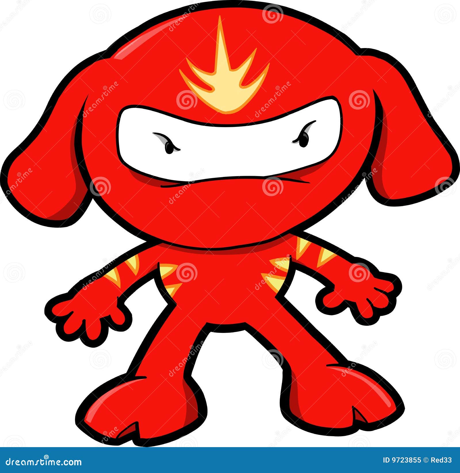 Ilustração de desenho animado de ninja em traje de diabo vermelho