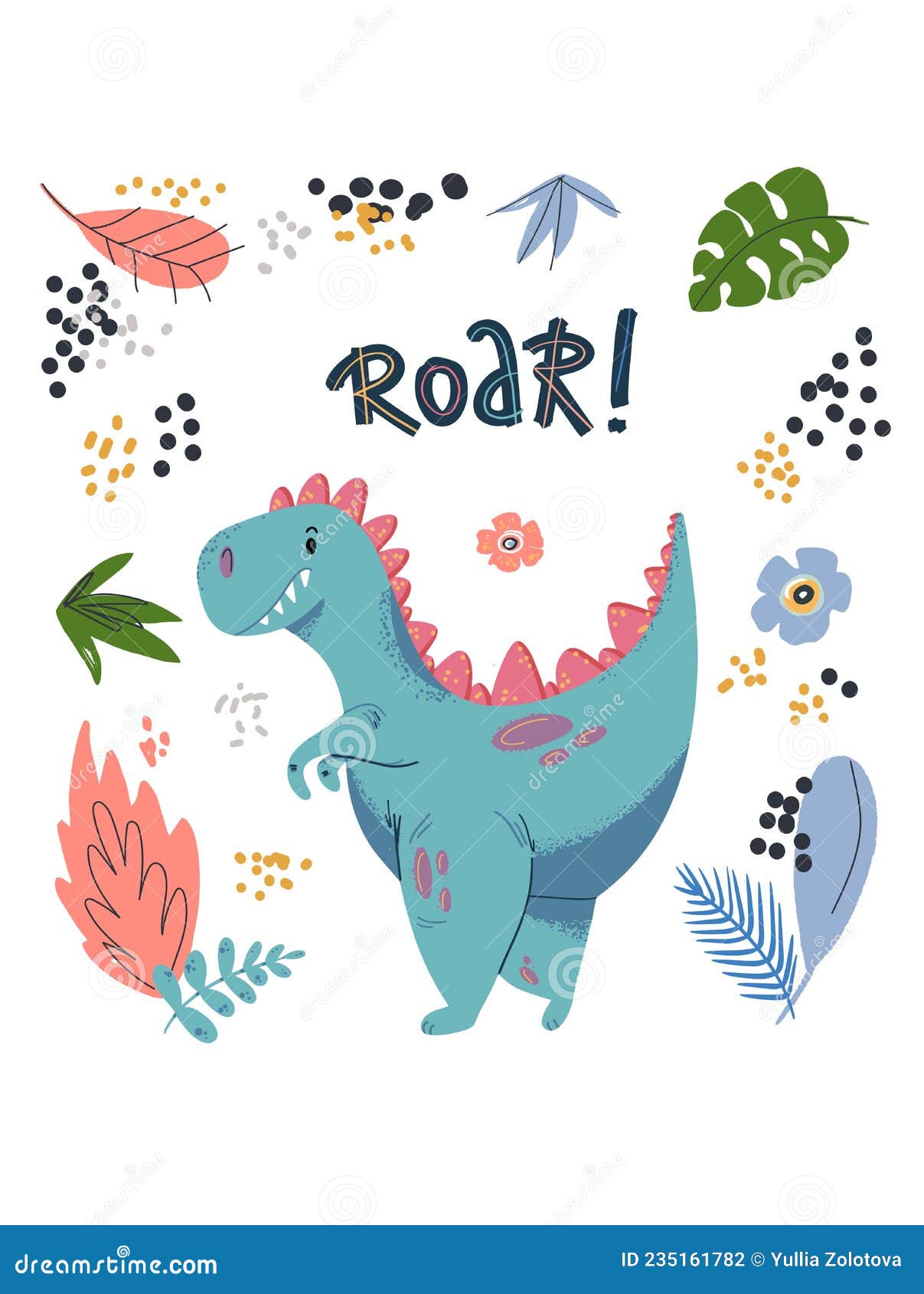 Desenhos Animados Bonitos Do Dinossauro Ilustração do Vetor