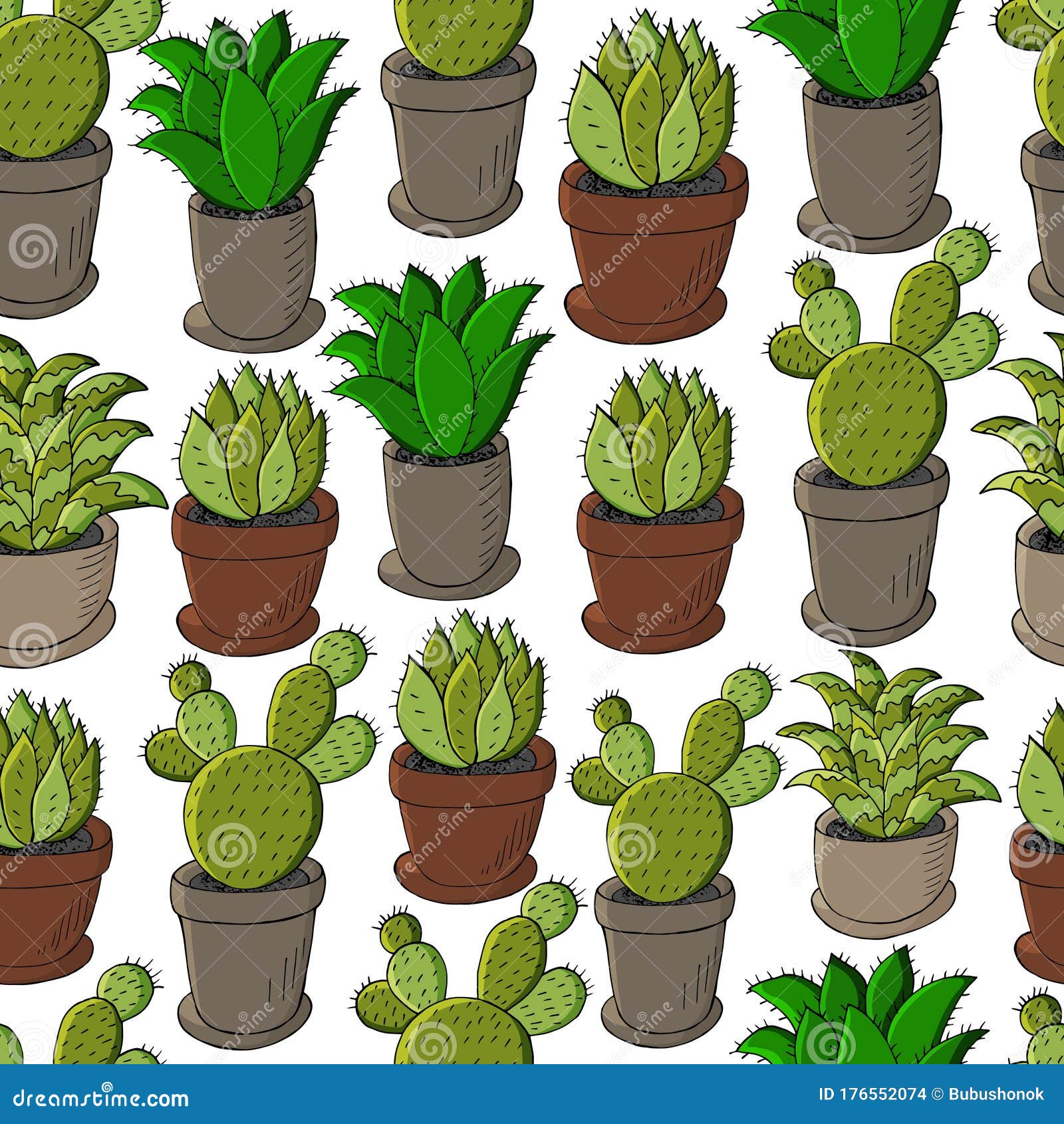 Vetores de Padrão Perfeito Para Crianças Com Cactos Em Fundo