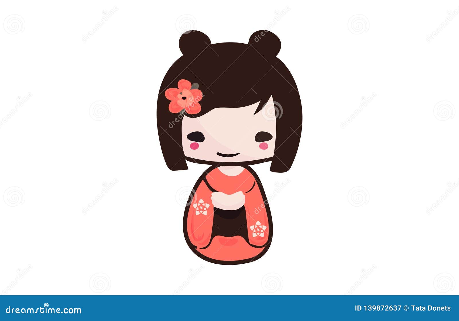 Kawaii Pequenas Bonecas Kokeshi Tradicionais Meninas Japonesas Quimono  Ilustrações Vetoriais imagem vetorial de arizona--dream© 439552022